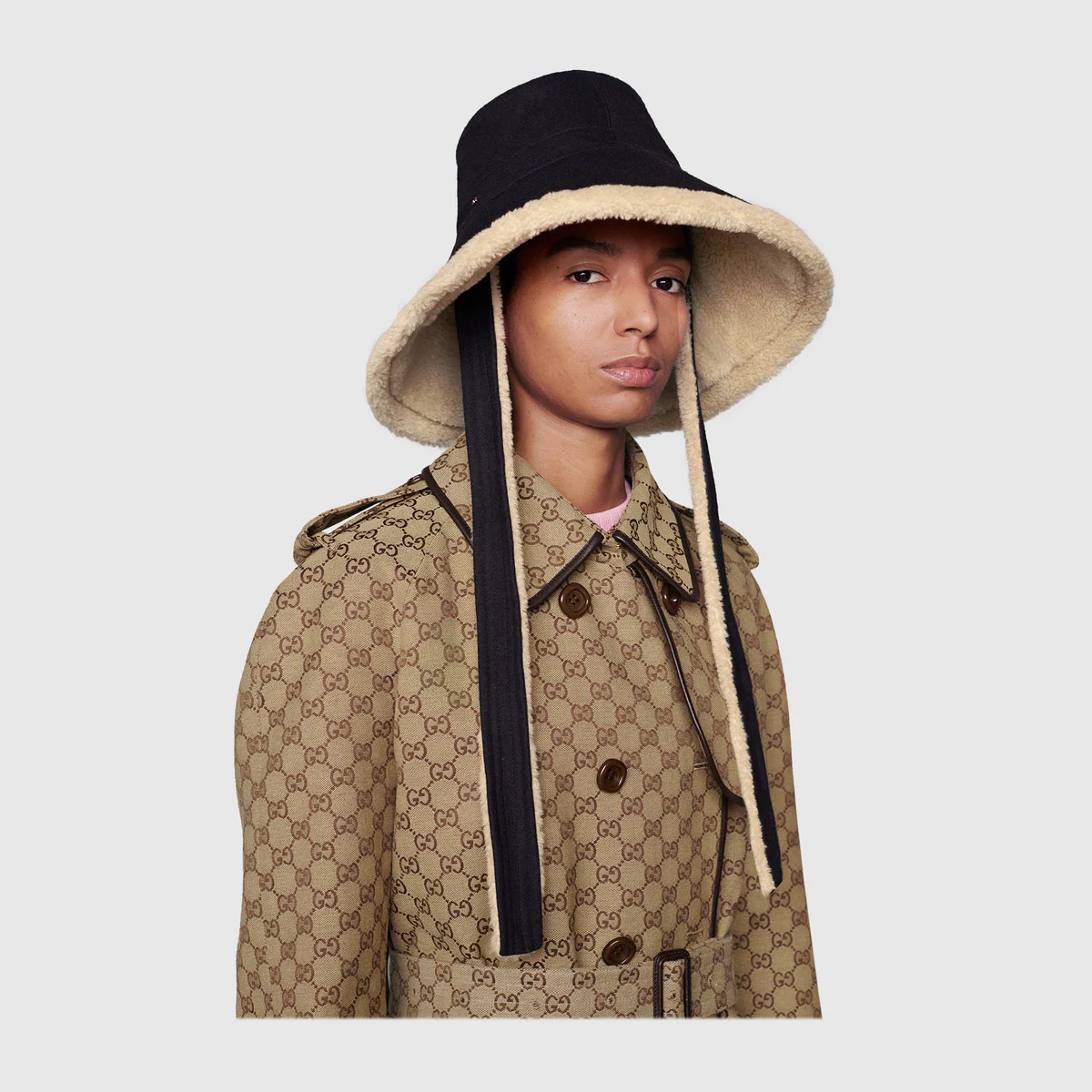 Wool and eco fur wide brim hat - 4