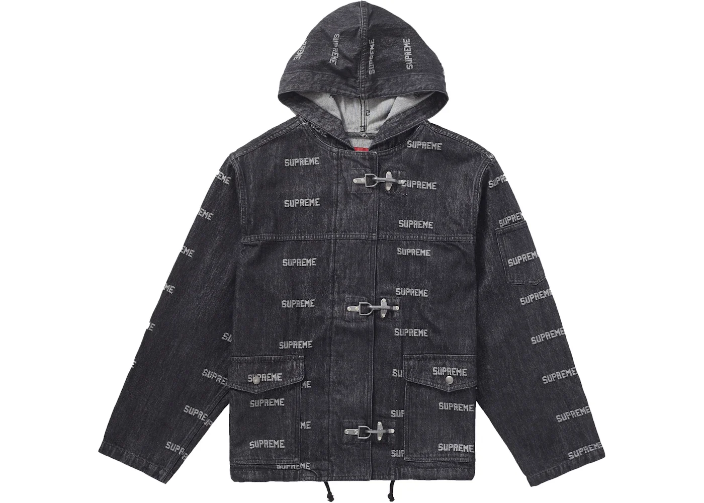 Supreme Logo Denim Turnout Jacket Black - 1