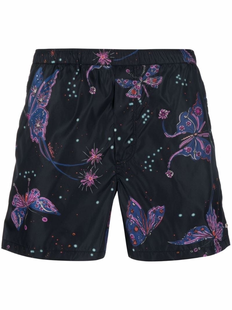 butterfly-print swim shorts - 1
