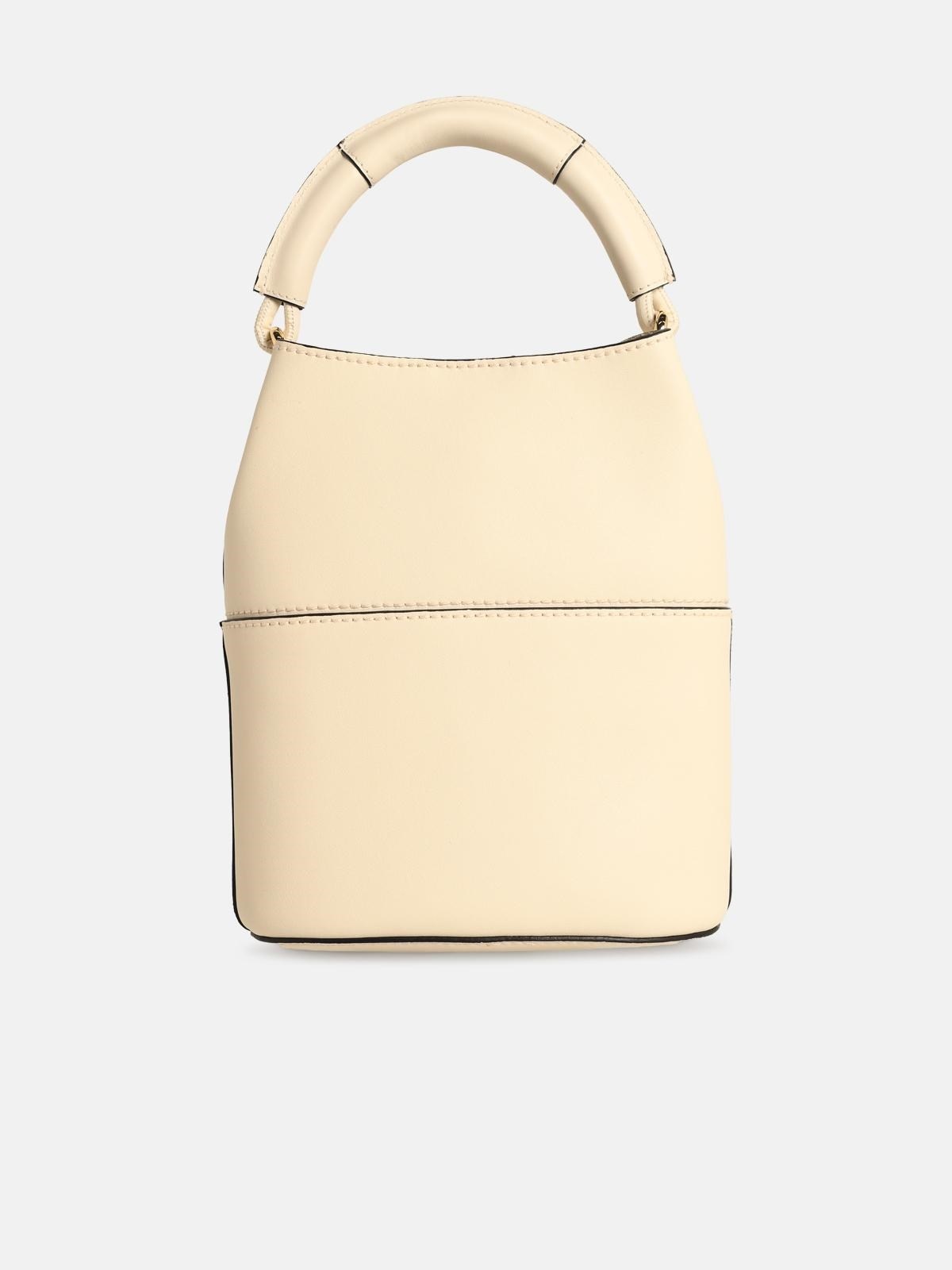 CREAM LEATHER 'SFERA' MINI BUCKET BAG - 3