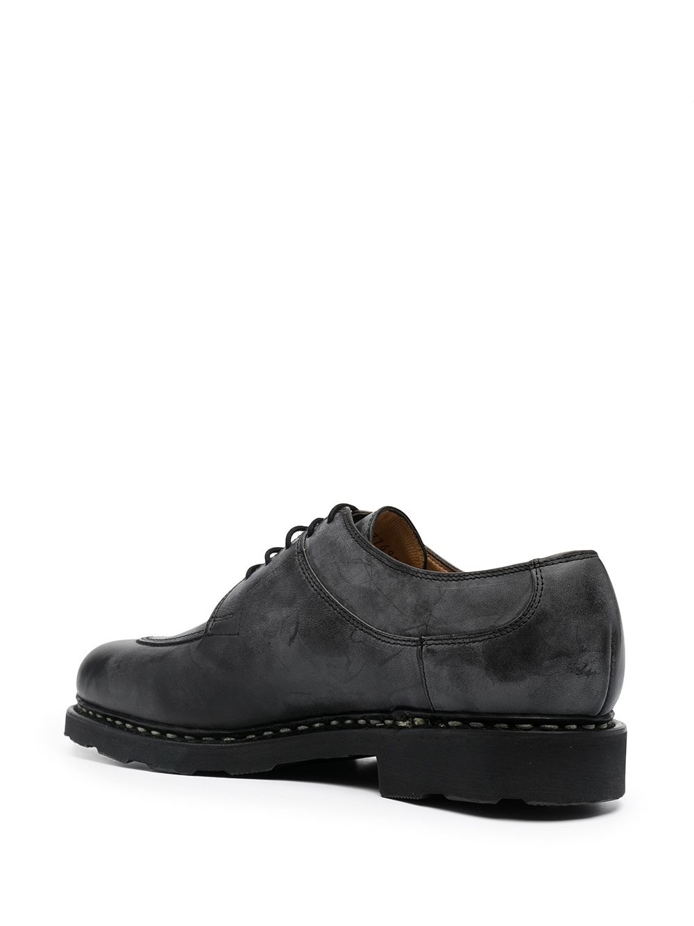 distressed leather lace-up shoes - 3