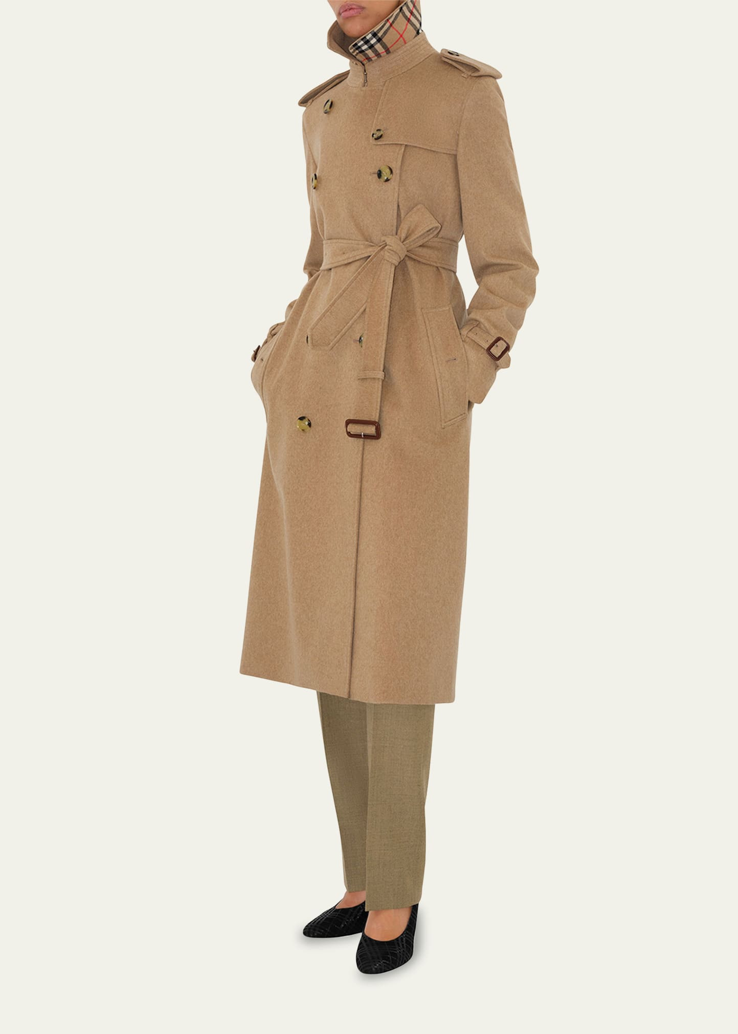 Kensington Belted Cashmere-Wool Double-Breasted Trench Coat - 4