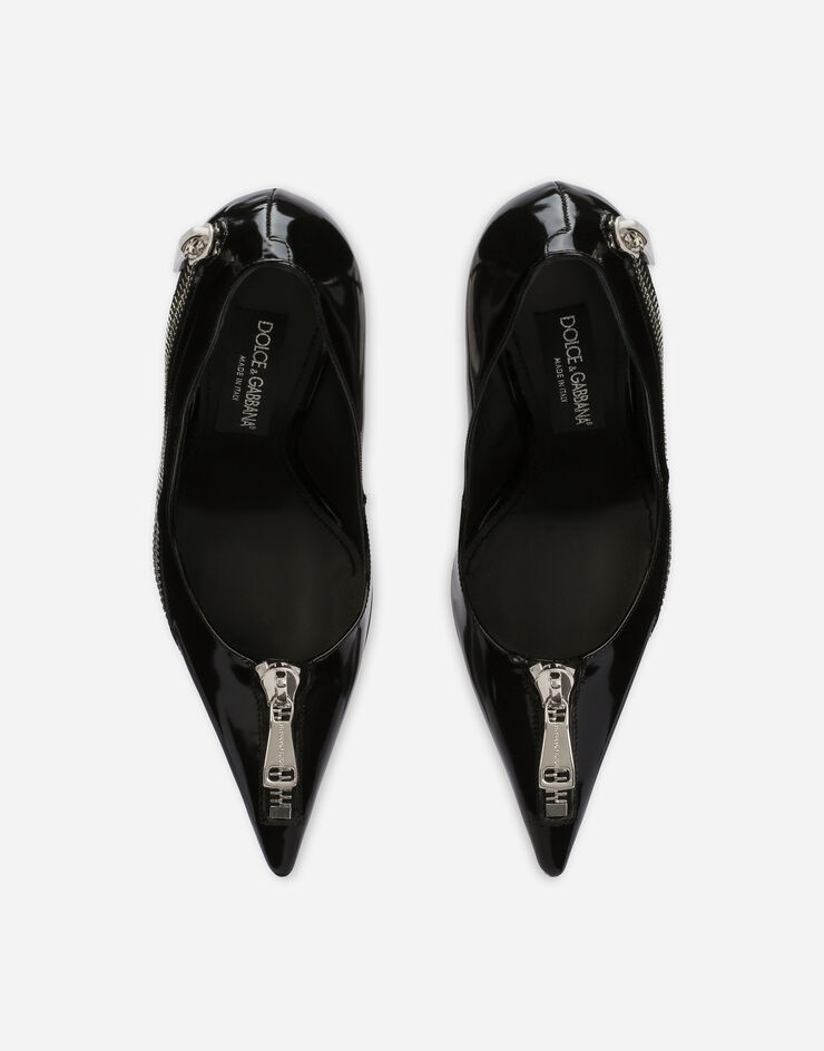 Polished calfskin pumps with zipper - 4