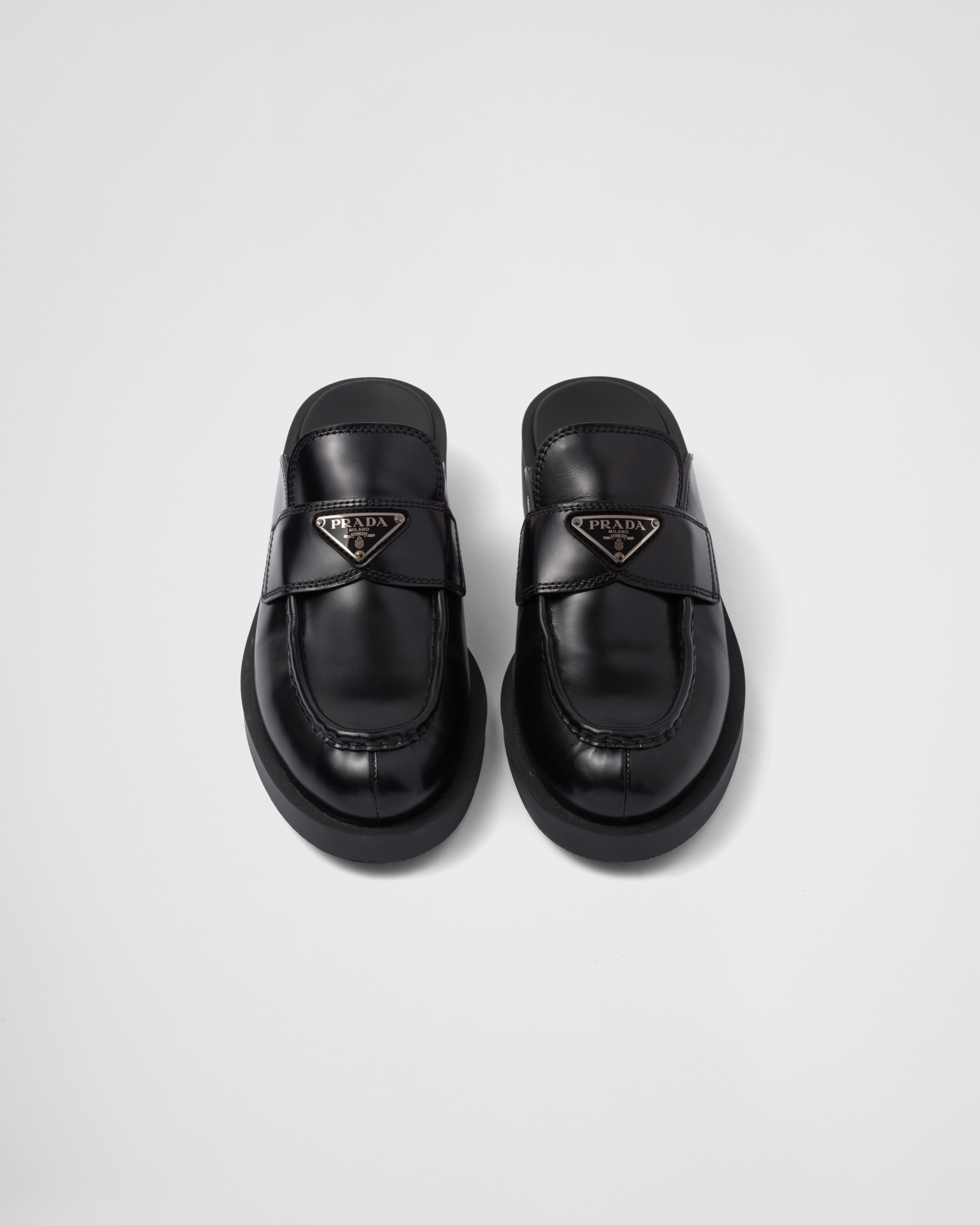 Chocolate brushed leather mules - 4