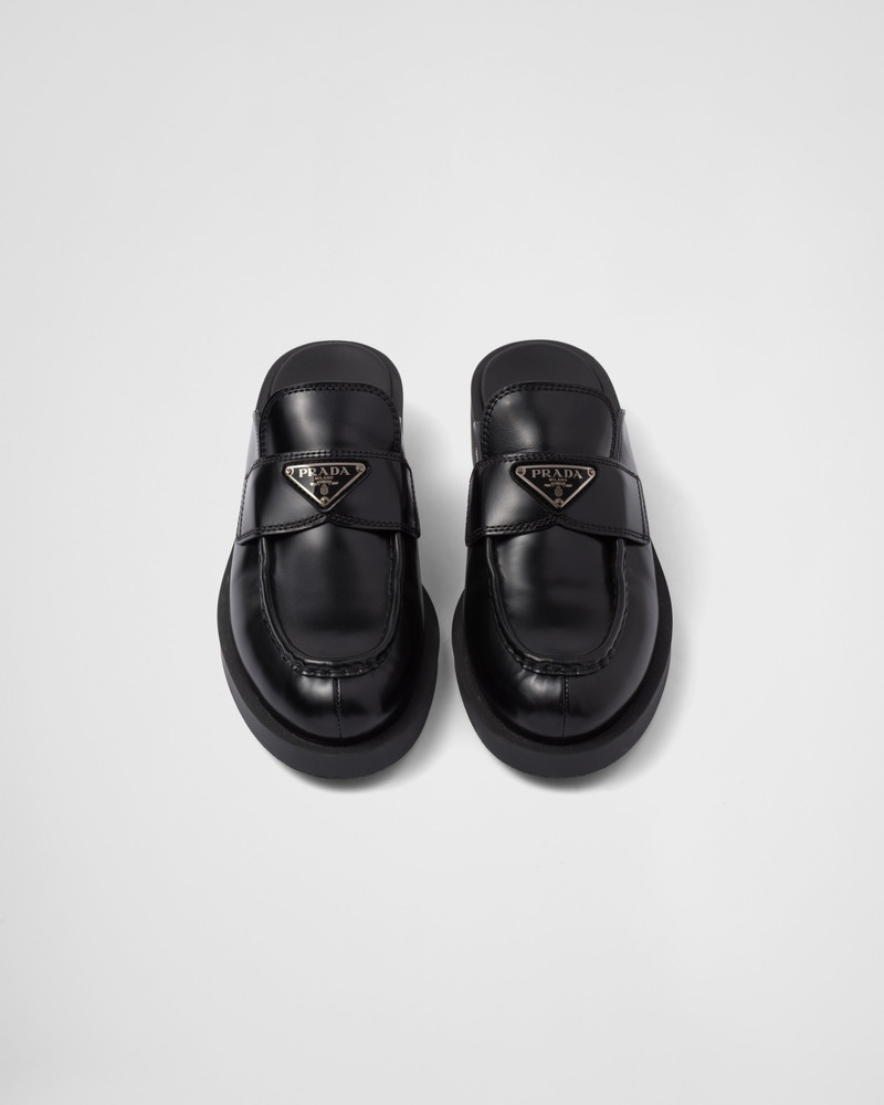 Chocolate brushed leather mules 4