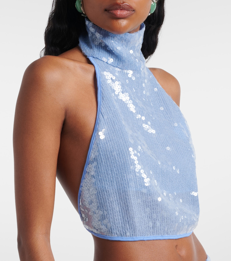 Oséree Sequined halterneck crop top outlook