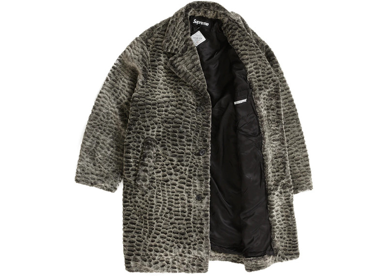 Supreme Supreme Croc Faux Fur Overcoat Black outlook