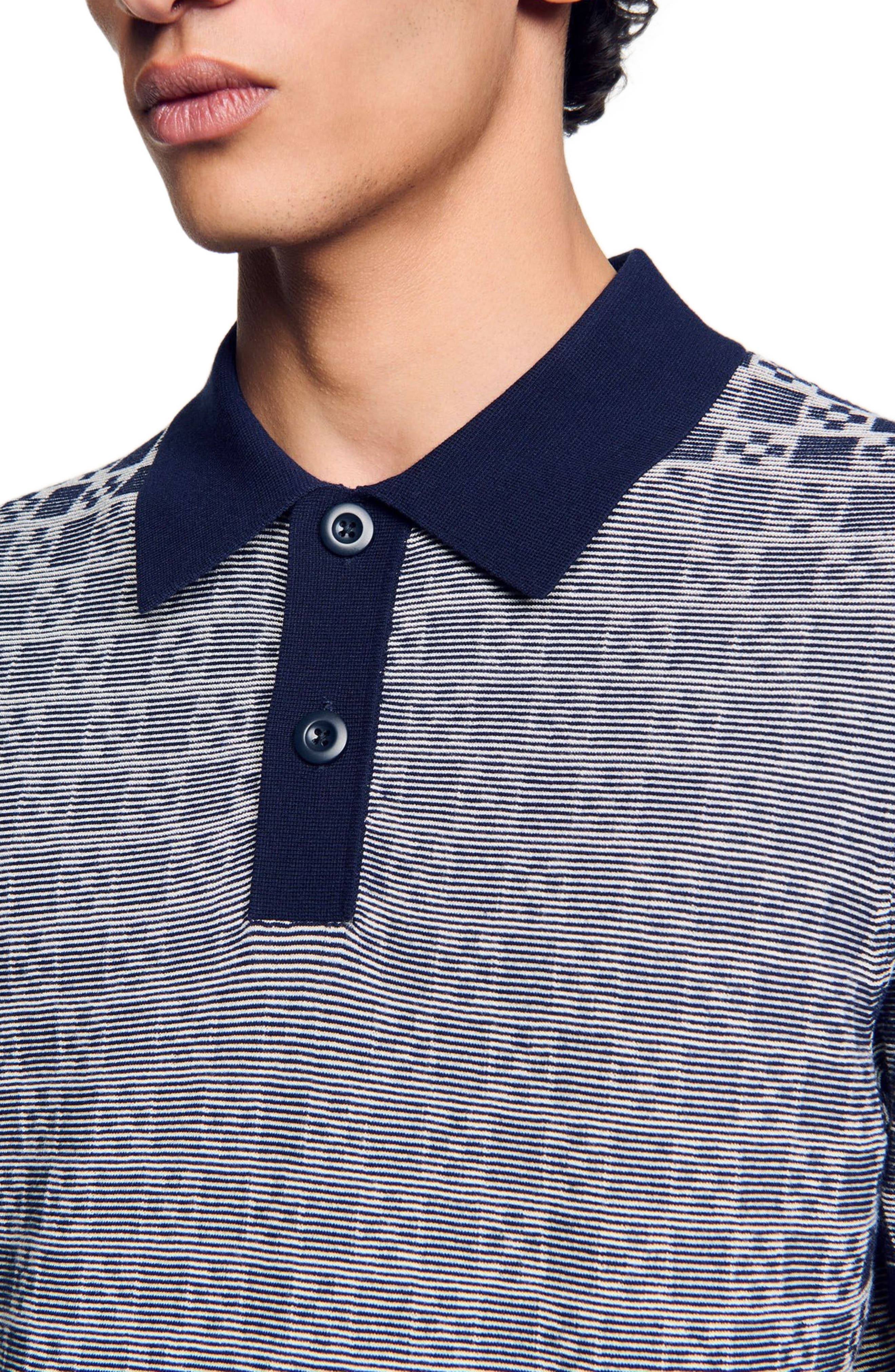 SANDRO Square Cross polo shirt in Navy Blue at Nordstrom - 4