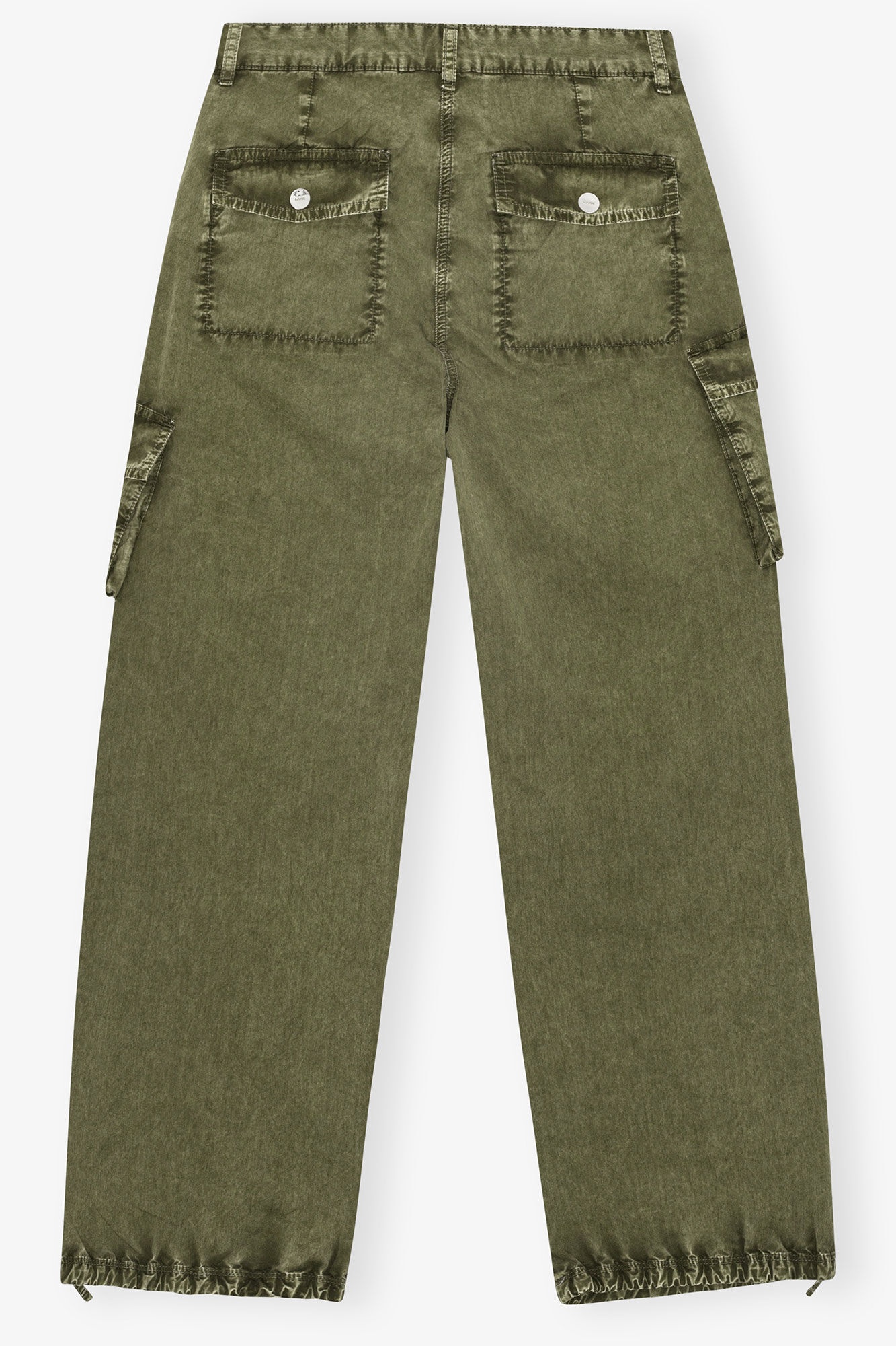GREEN WASHED COTTON TWILL PANTS - 6