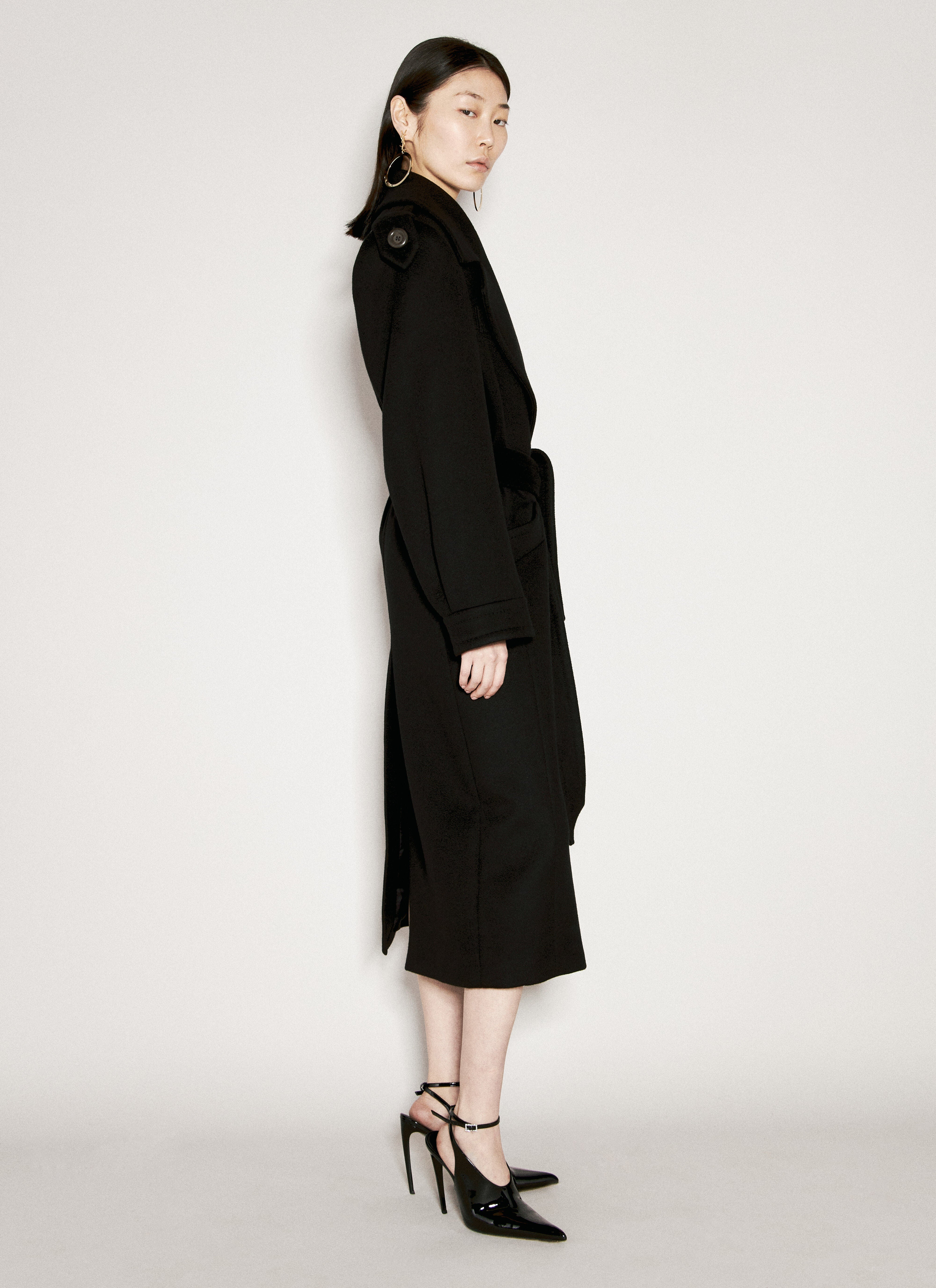 コート SAINT LAURENT Cashmere And Wool Belted Coat Saint Laurent Wool and cashmere coat | The Fashion Square