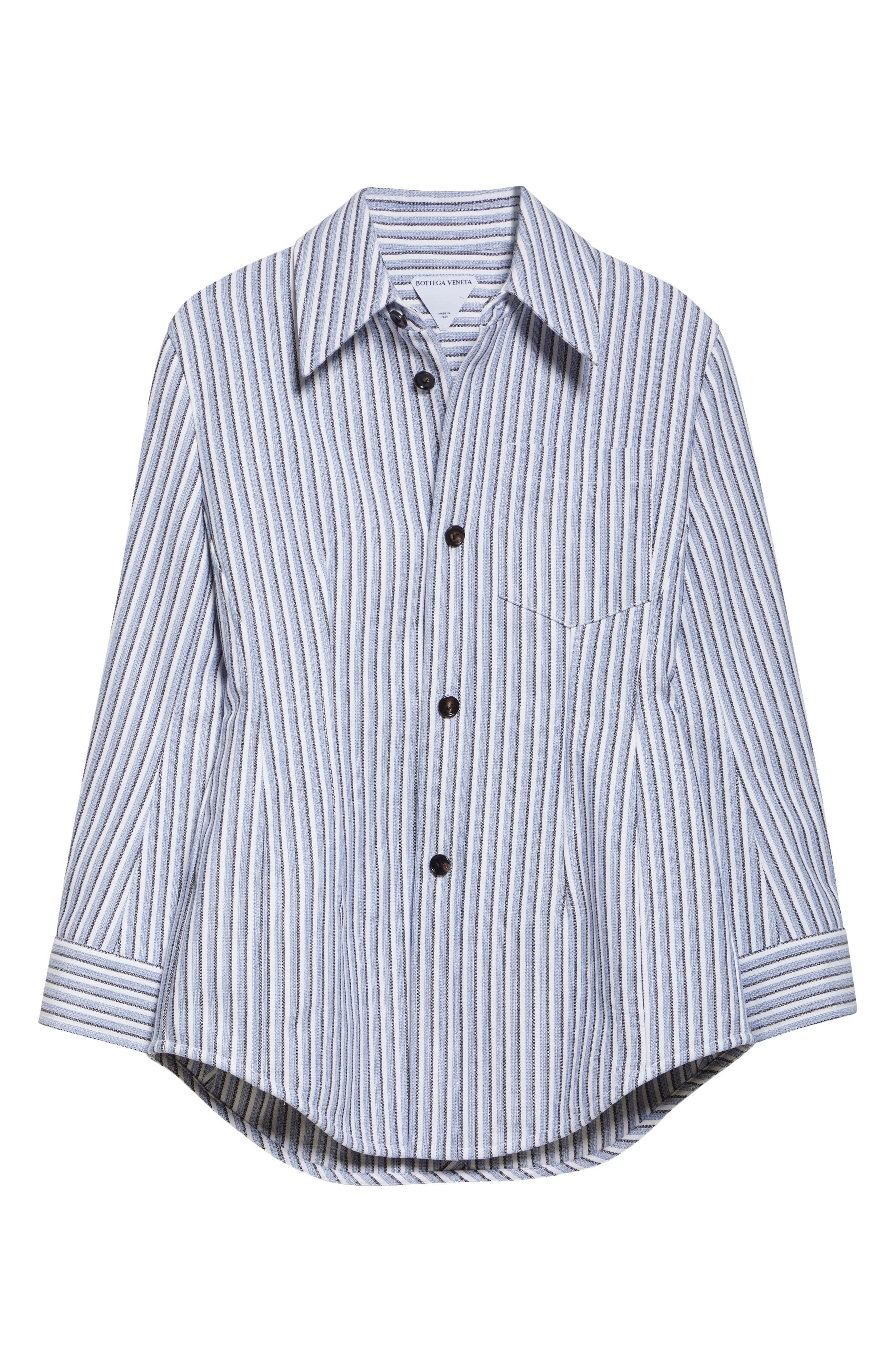 Bottega Veneta Stripe Cotton Blend Jacket in Chalk/Admiral/Navy at Nordstrom - 7