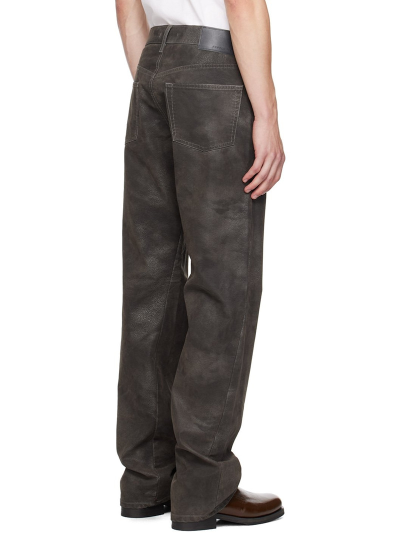 Gray Straight Twist Faux-Nubuck Jeans 3