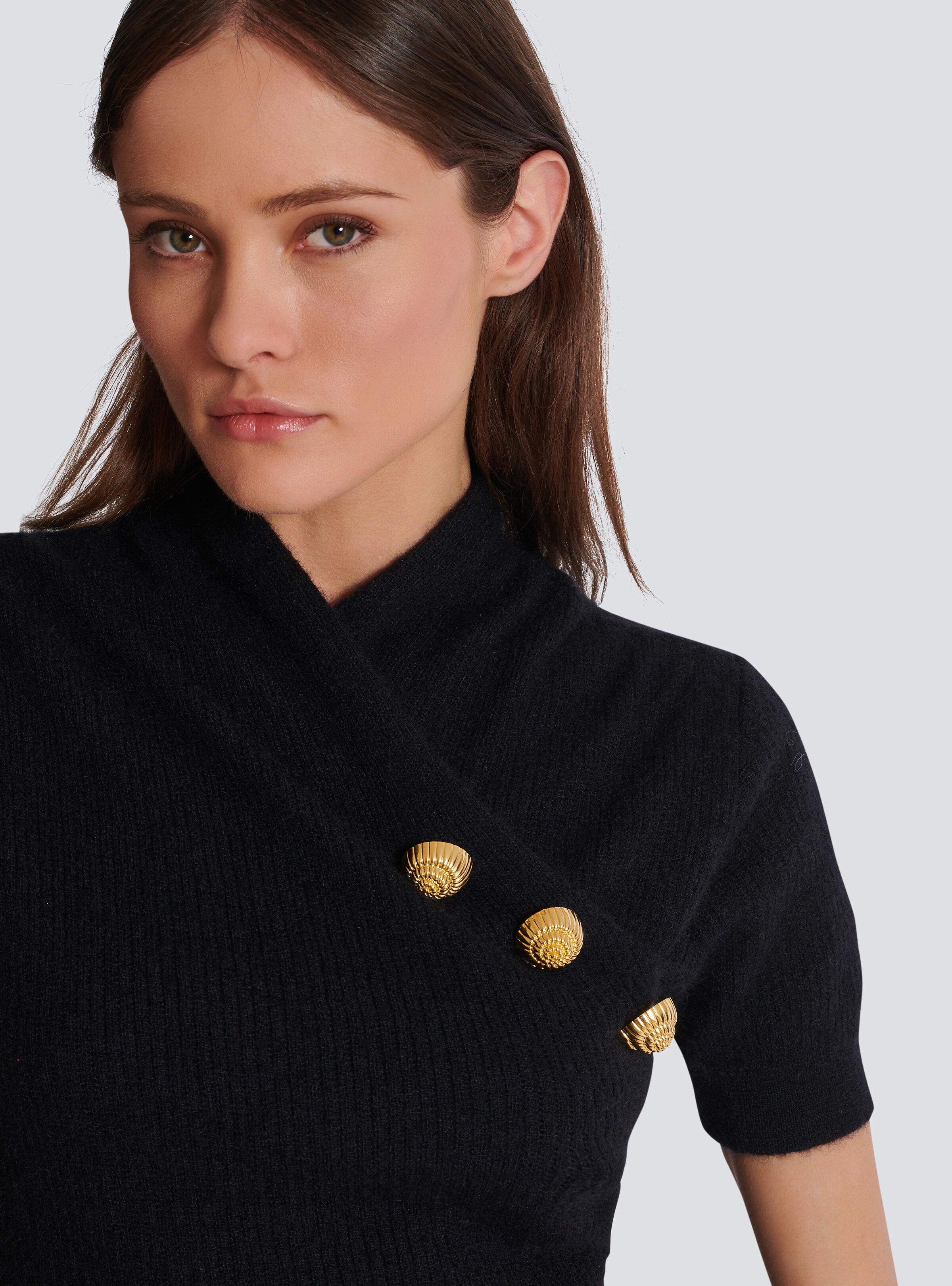 Mohair wrap top with buttons - 7