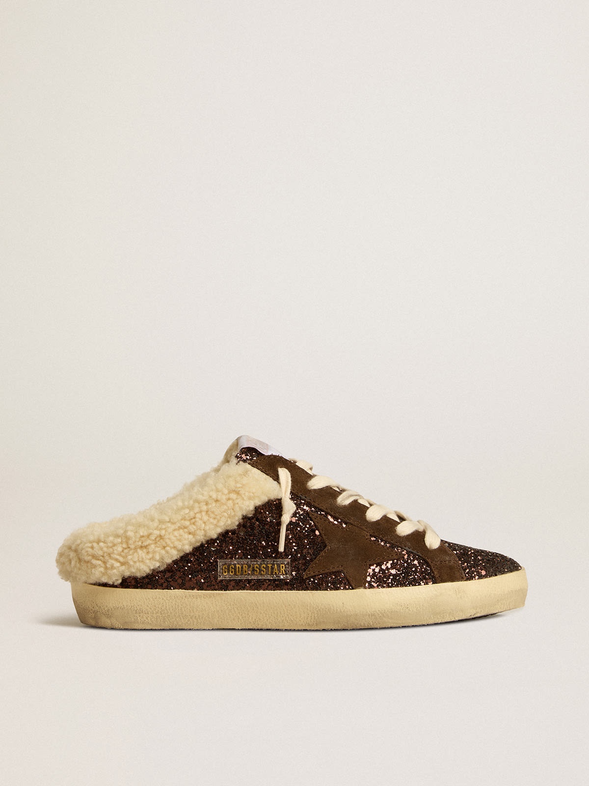Super-Star Sabots in glitter with brown star and shearling lining - 1