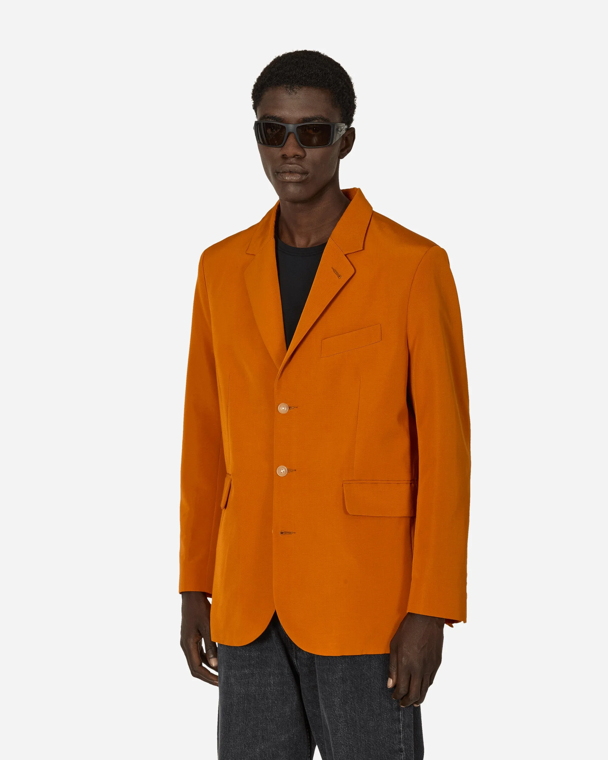 Ginger Faille Single-Breasted Suit Jacket Orange - 1