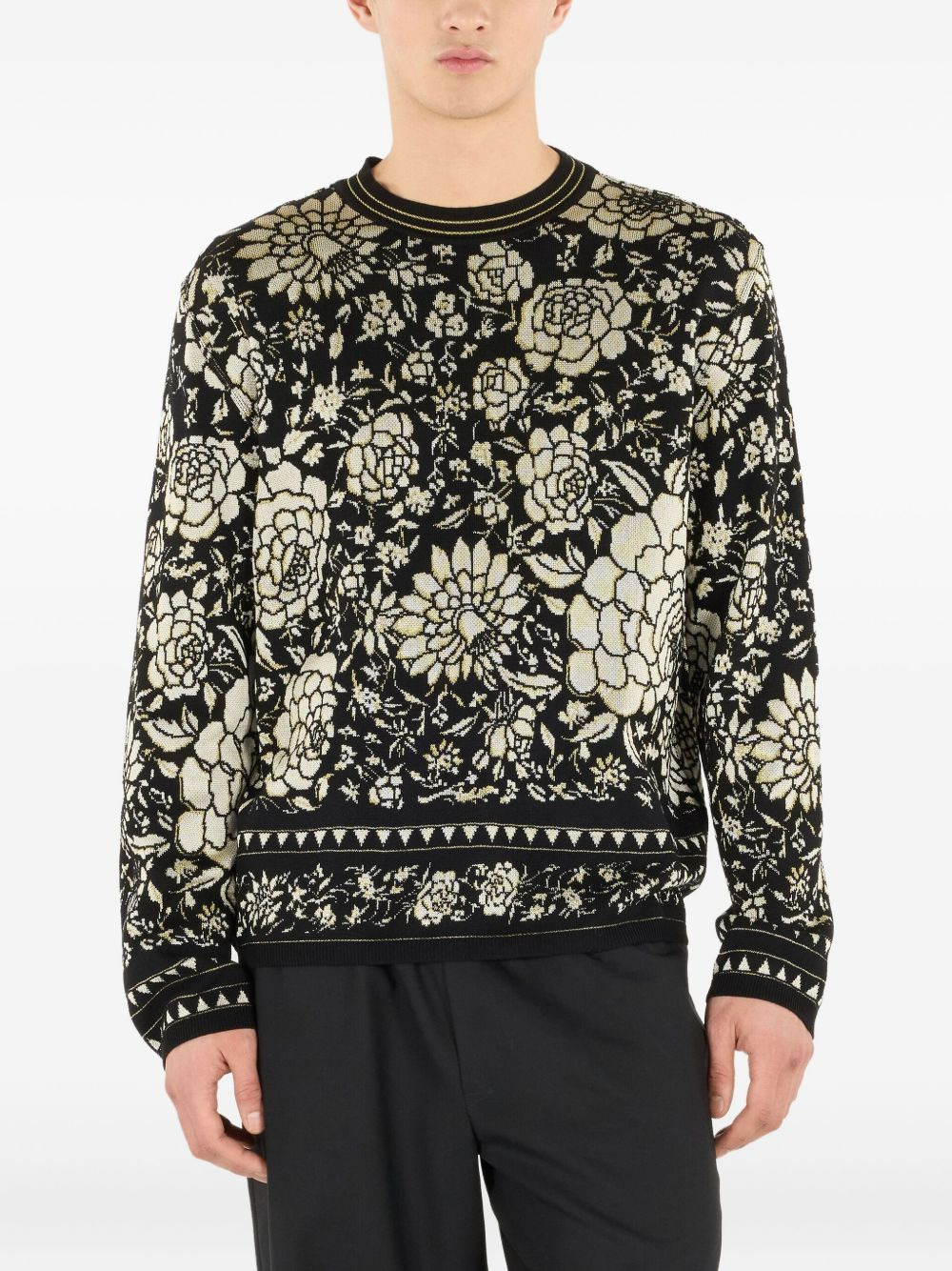floral-pattern wool sweater - 3