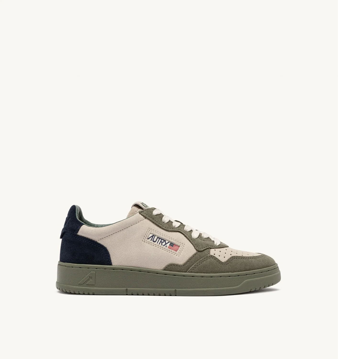MEDALIST LOW TRICOLOR SNEAKERS IN SMOKE GREEN AND SPACE SUEDE - 1