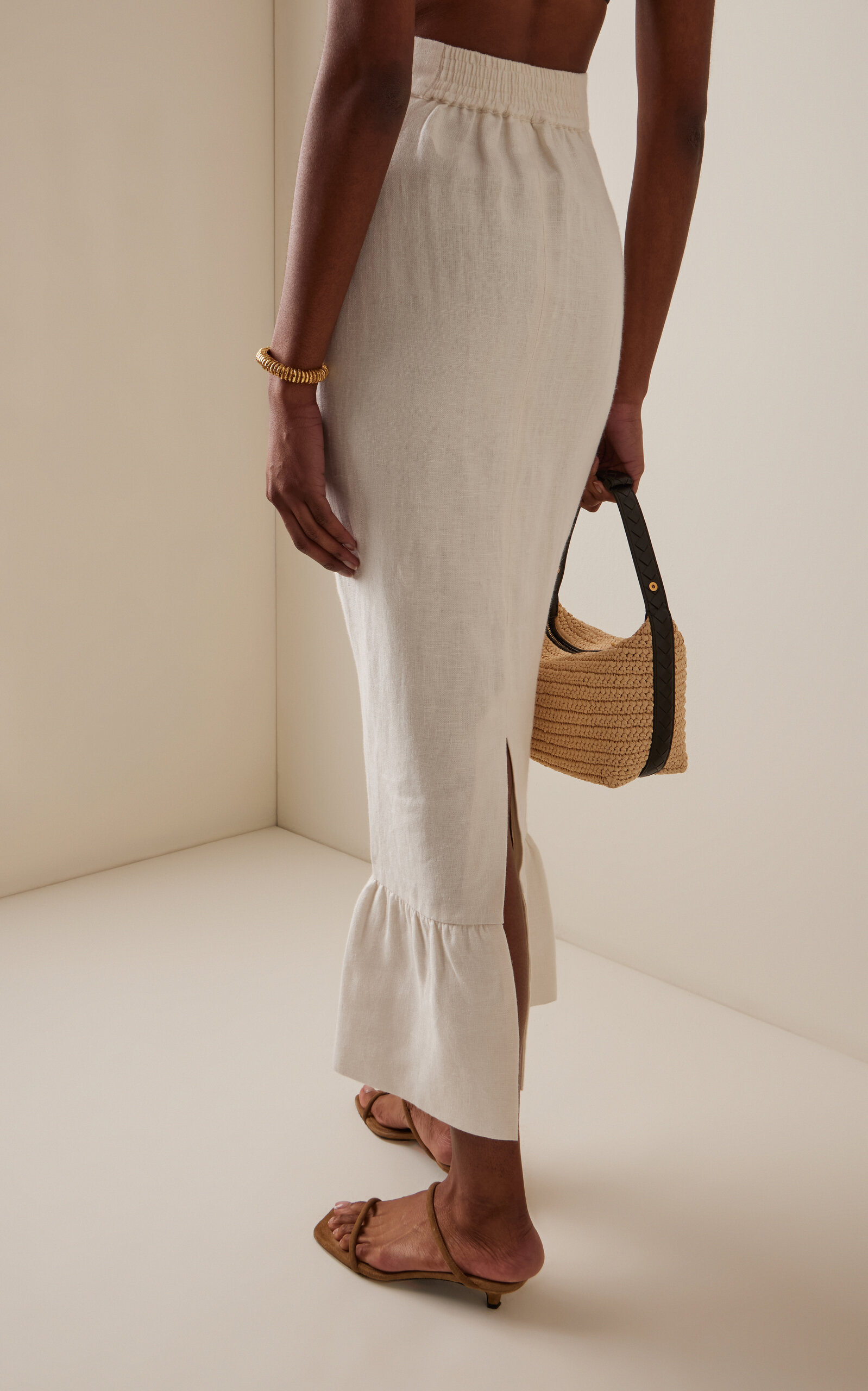 Matilda Linen Column Maxi Skirt white - 4