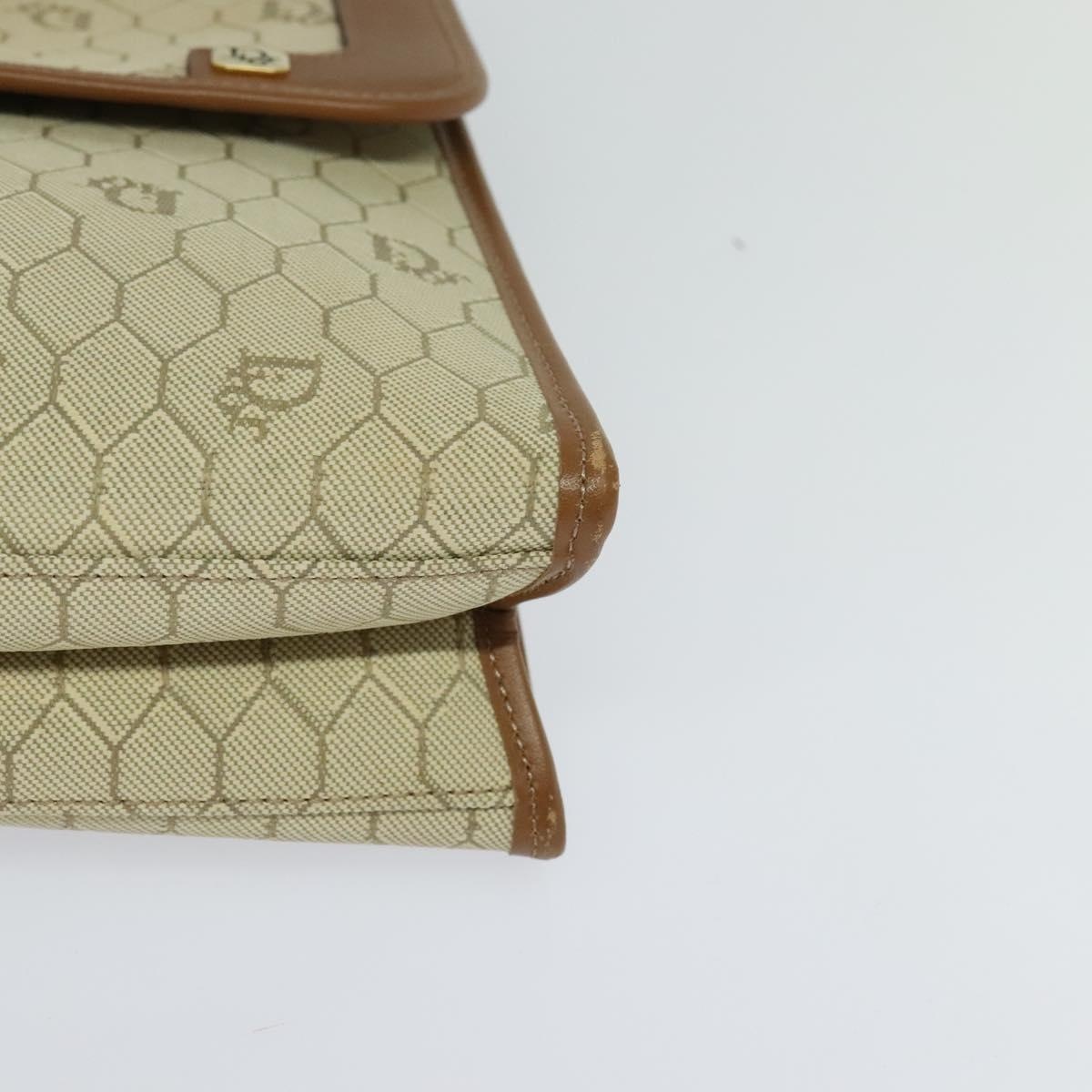 DIOR Honeycomb Canvas Hand Bag Leather Beige - 14