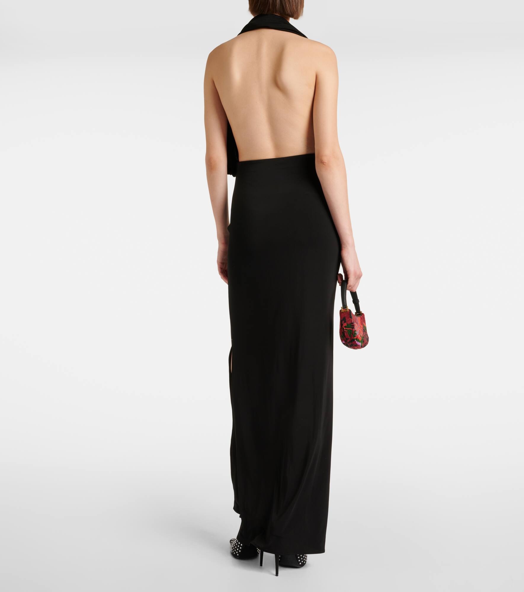 Draped halterneck jersey gown - 3