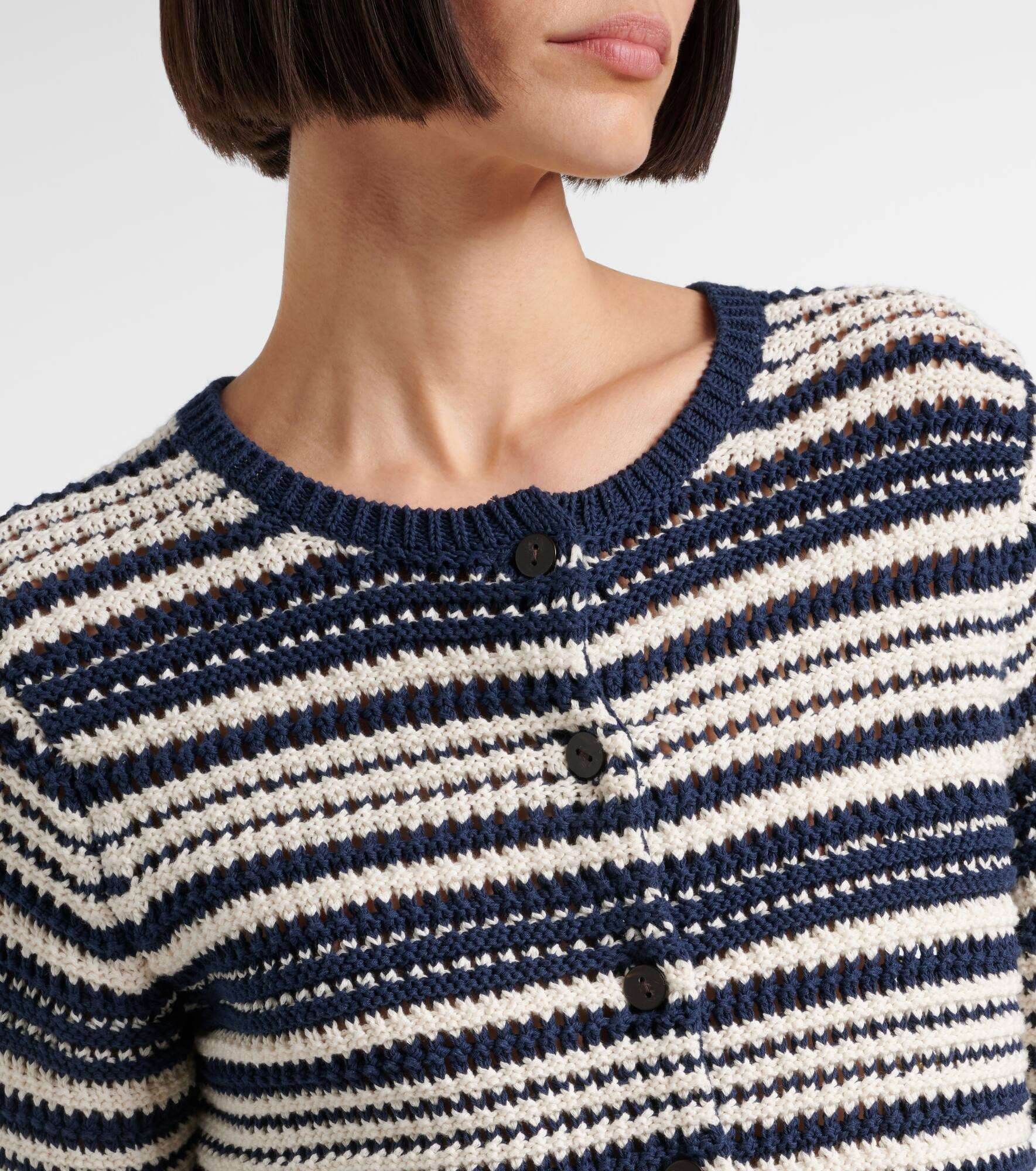Open-knit striped cotton cardigan - 4
