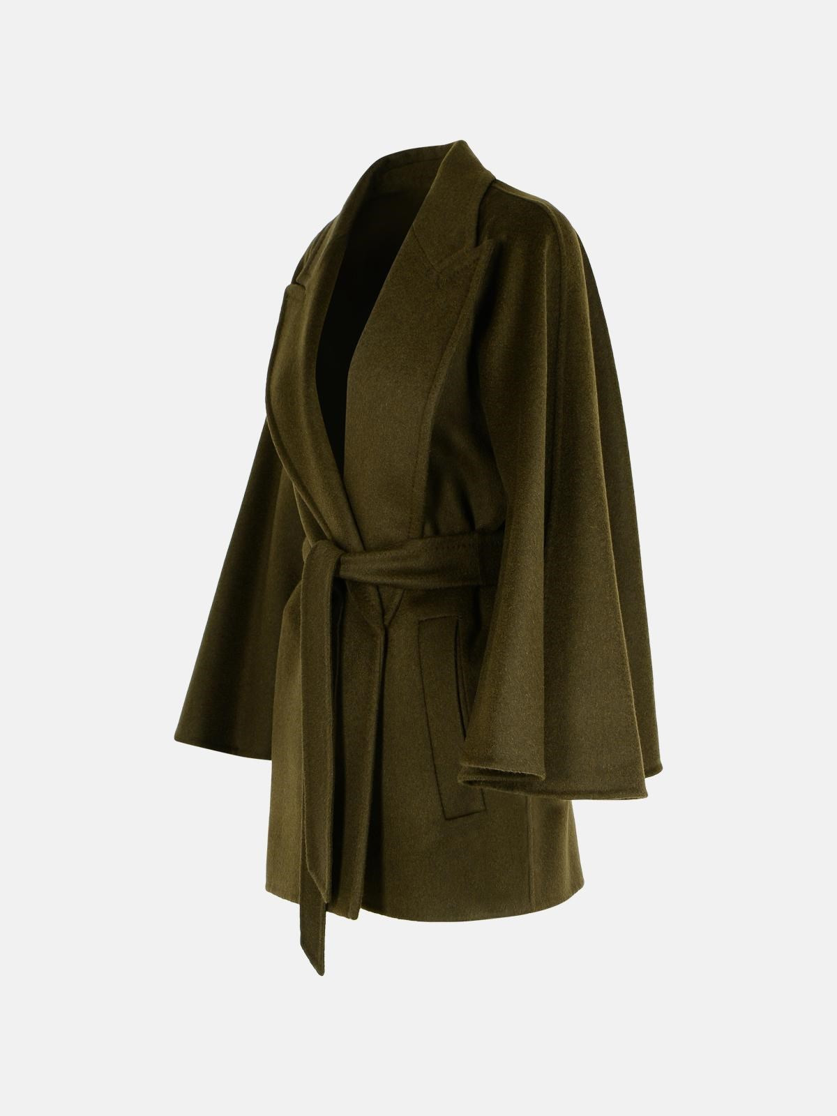 'VERNA' CAMEL COAT WITH MOSS GREEN BELT - 2
