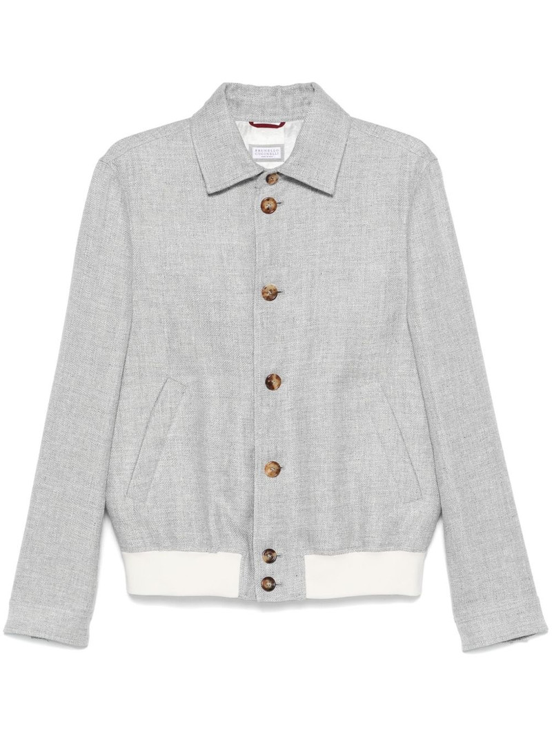 mélange-effect bomber jacket 1
