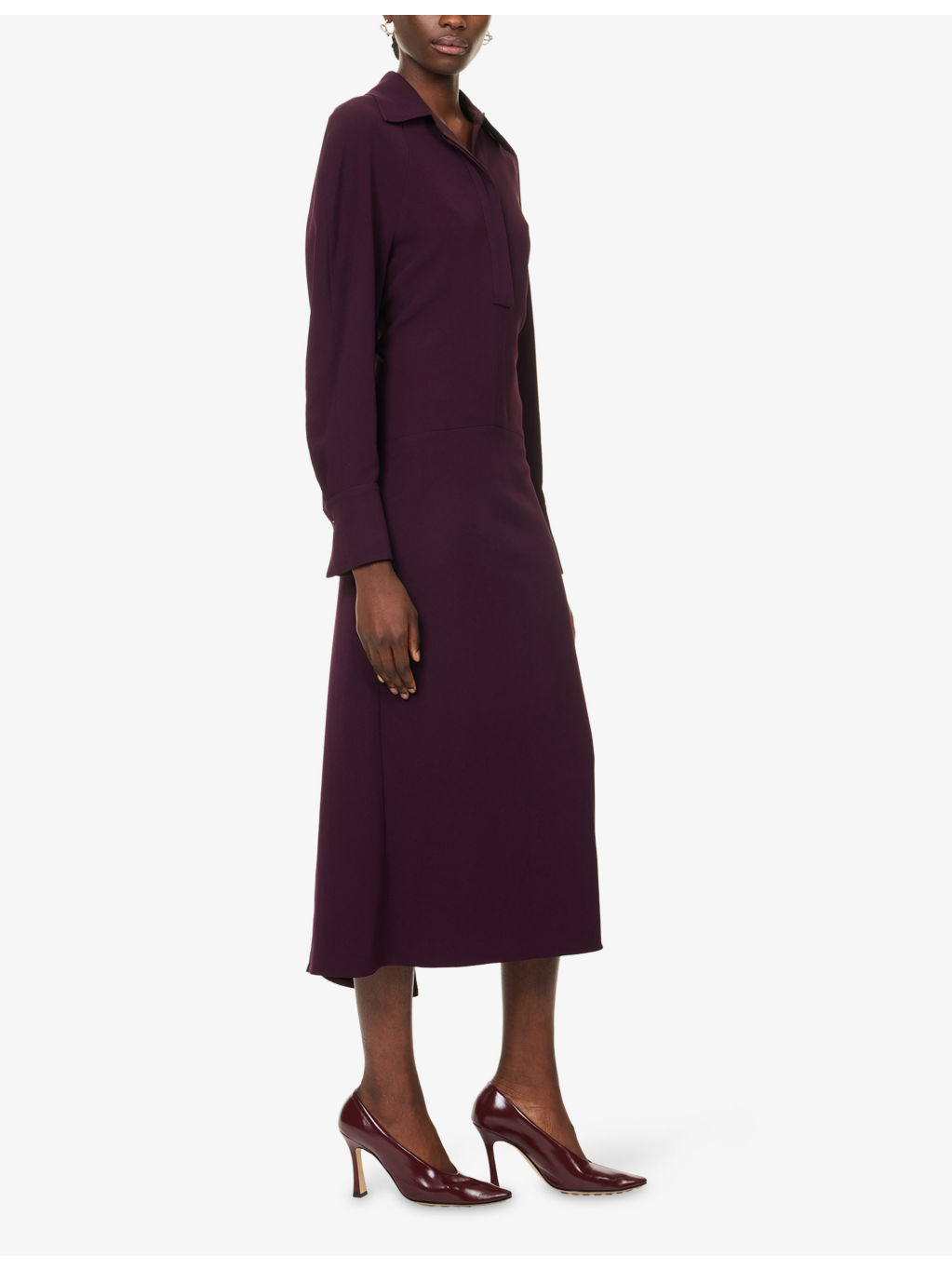 Regular-Fit Long-Sleeves Woven Midi Dress - 3