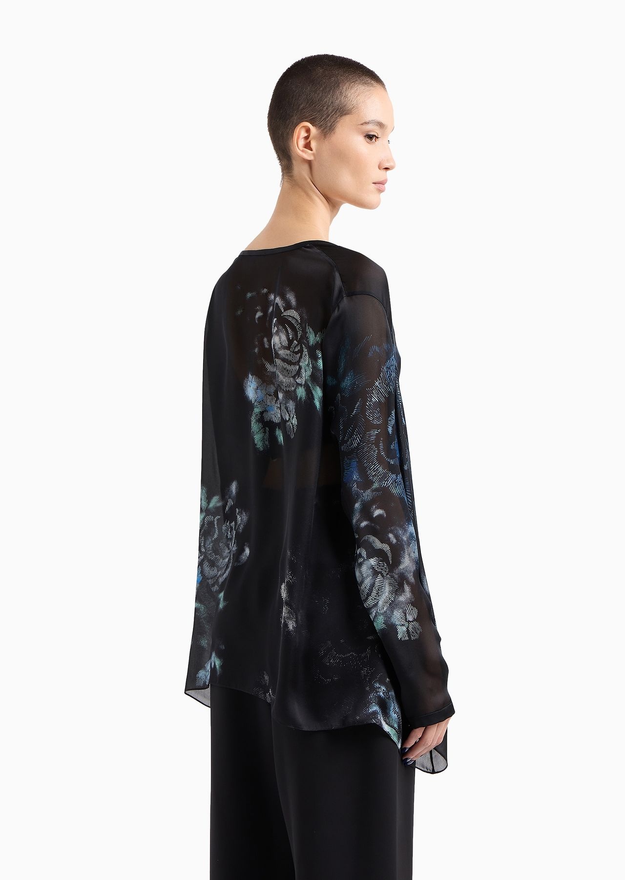 Silk-charmeuse, floral-print shirt - 3