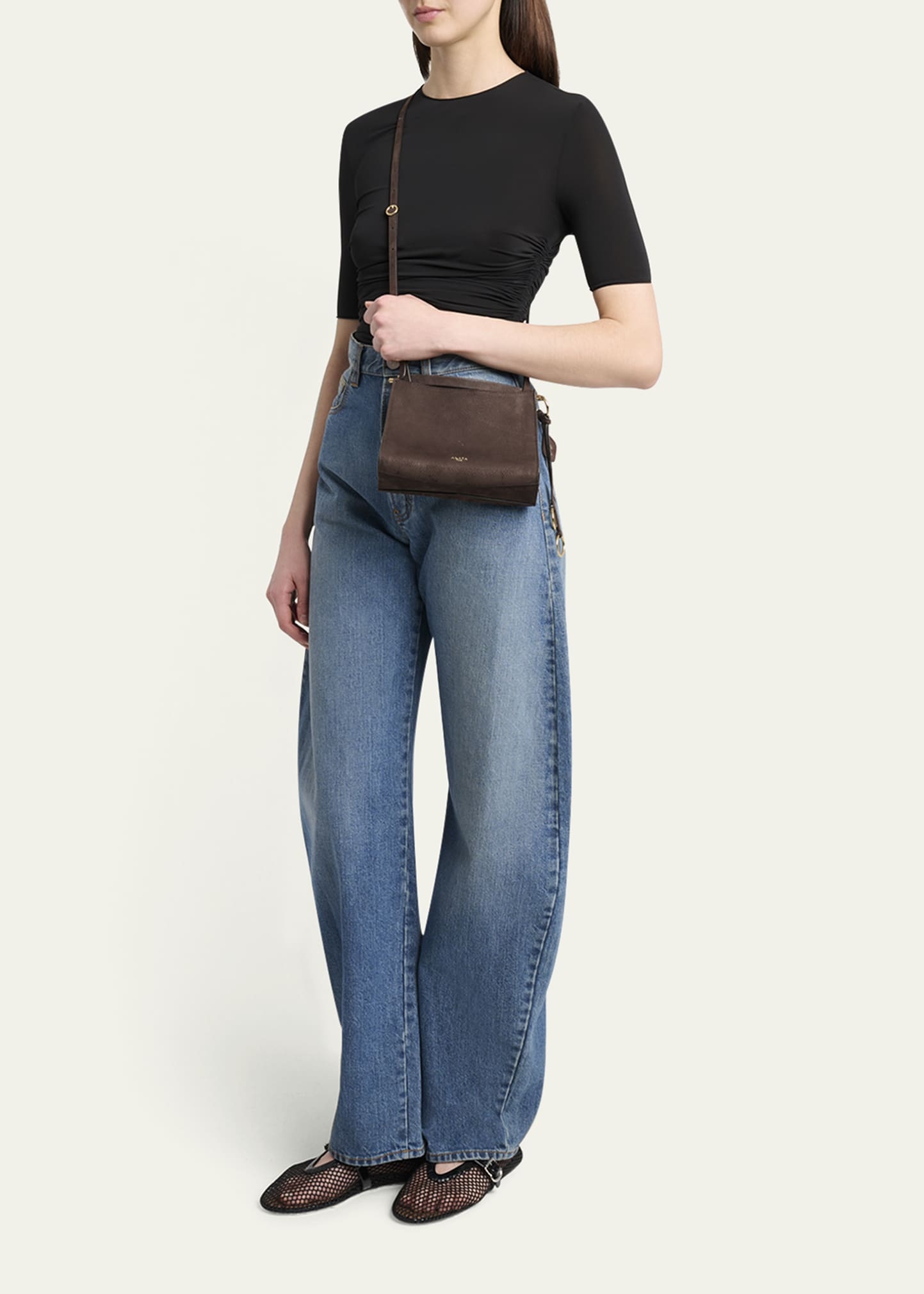 Le Click Small Shoulder Bag in Nubuck Leather - 6
