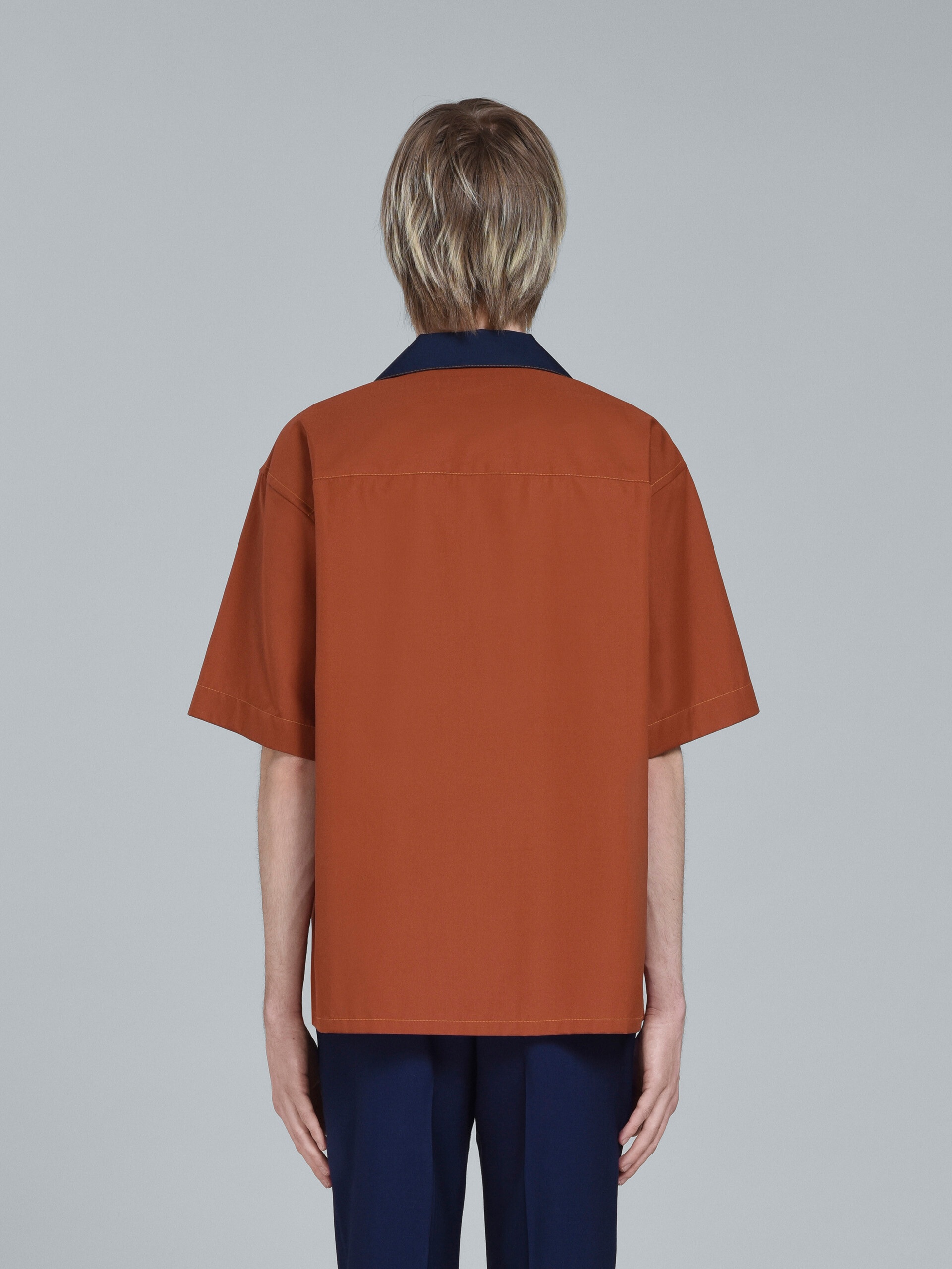 BROWN LOGO PRINT POPLIN BOWLING SHIRT - 3