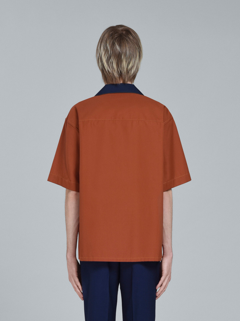 BROWN LOGO PRINT POPLIN BOWLING SHIRT 3