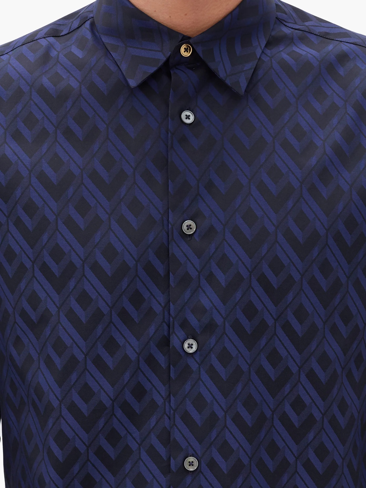 Isometric-print cotton-poplin shirt - 3