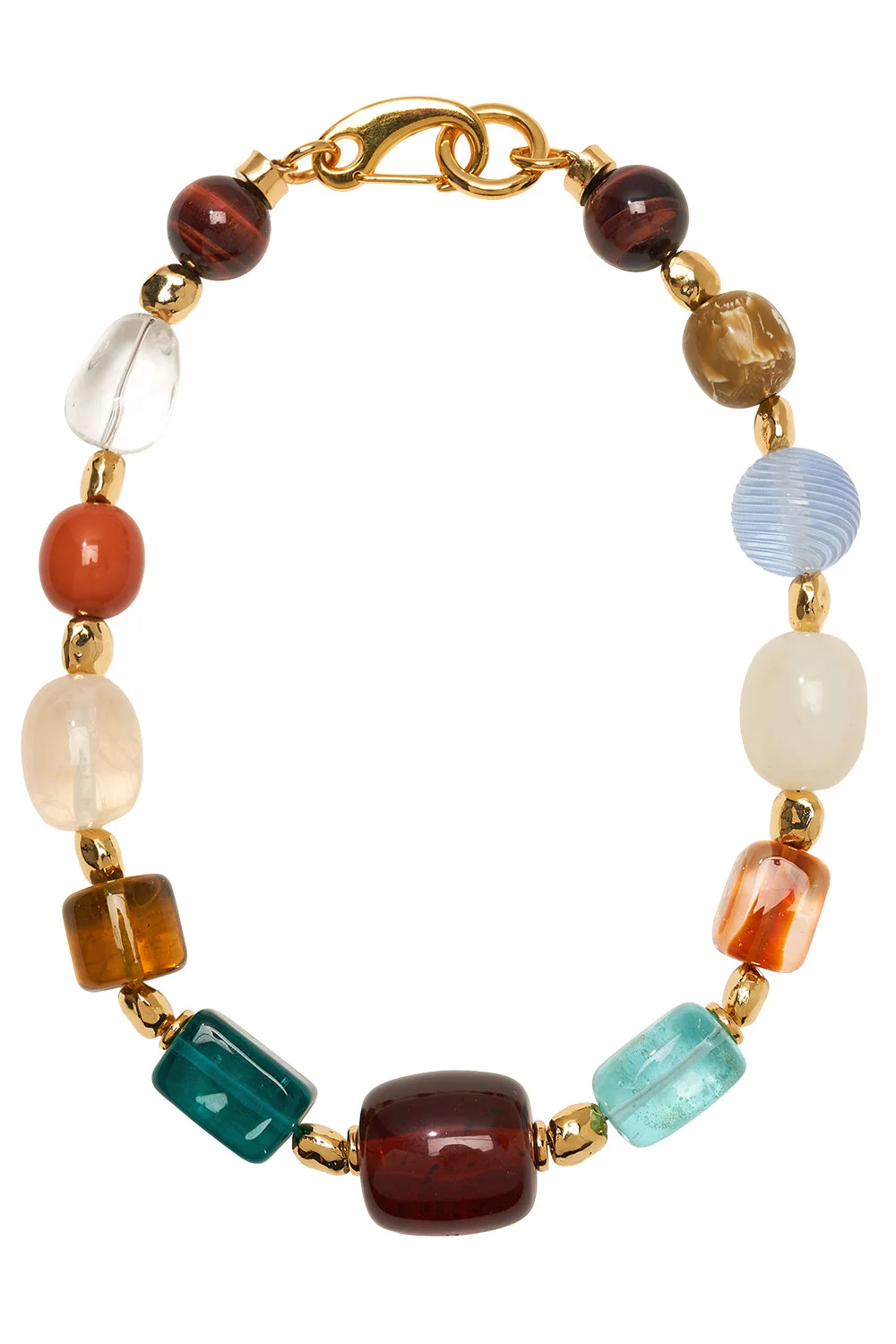 Acrobat Tiger Eye Crysal Beaded Collar Necklace - 1