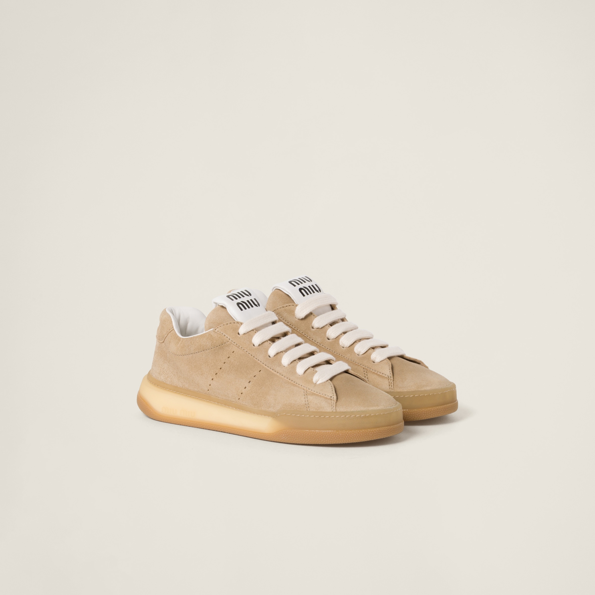 【MIU MIU】BLEACHED SNEAKERS Miu Miu Bleached suede sneakers | REVERSIBLE