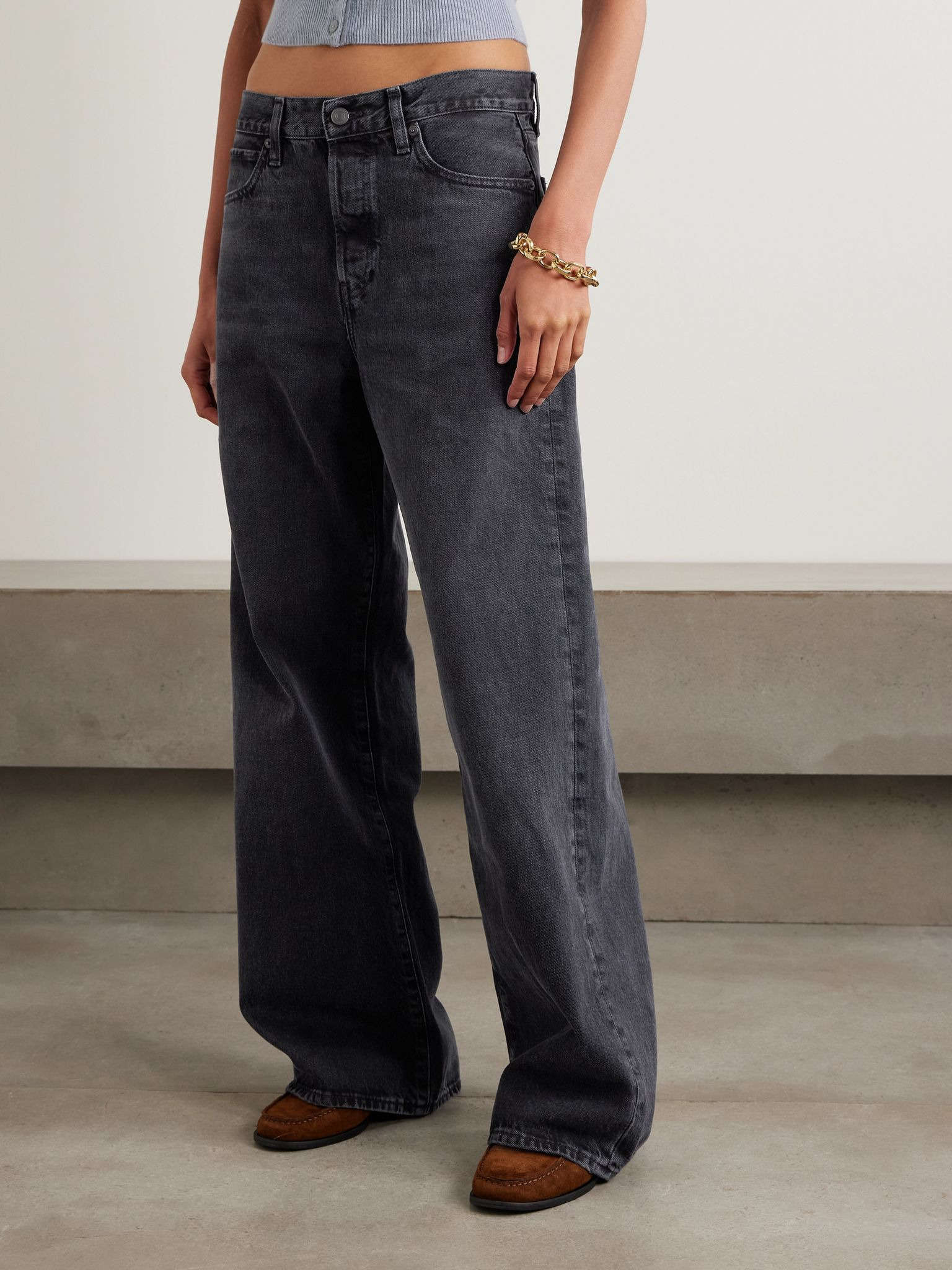The Loose low-rise wide-leg jeans Black - 3