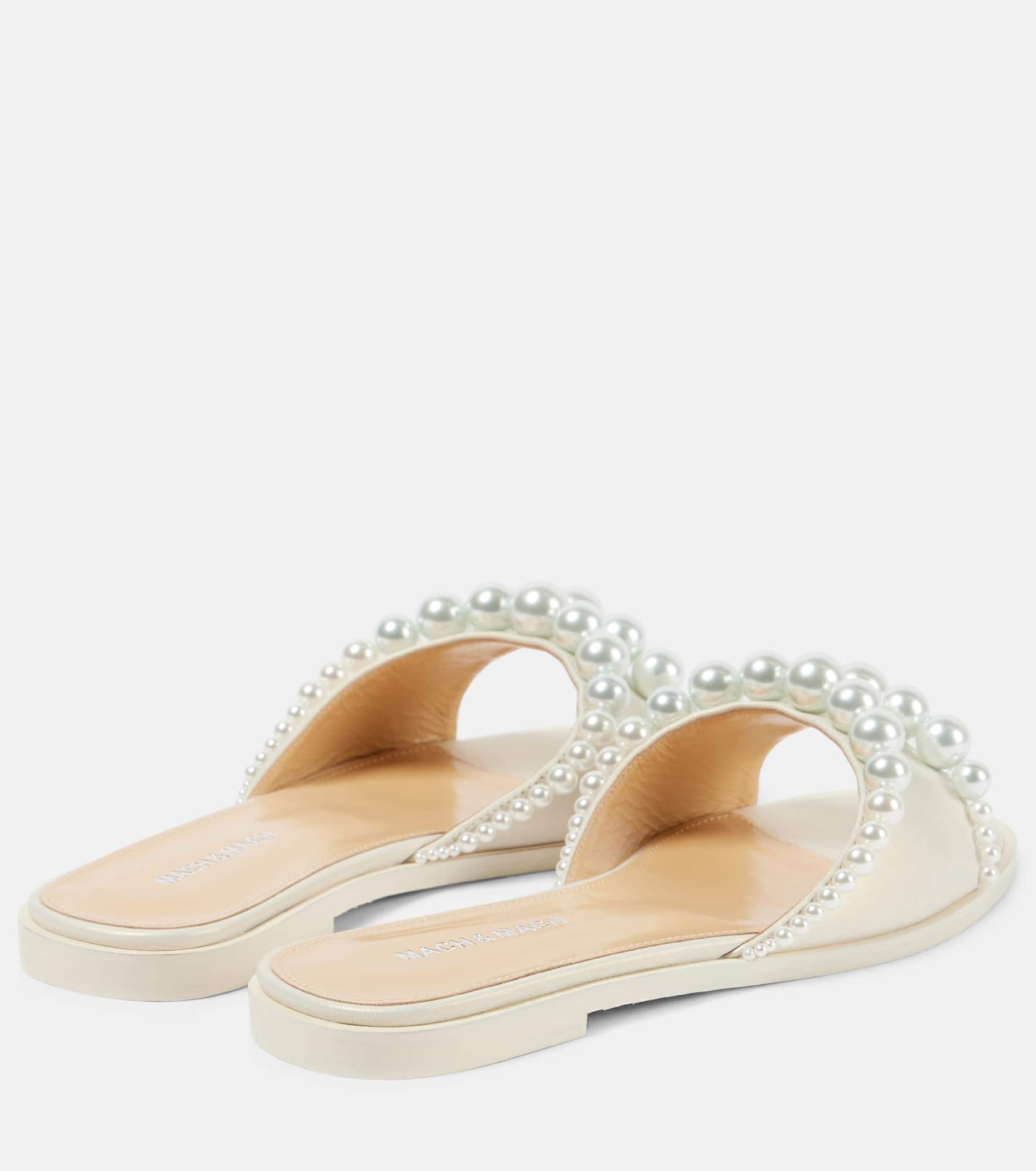 Sirene faux-pearl leather slides - 3