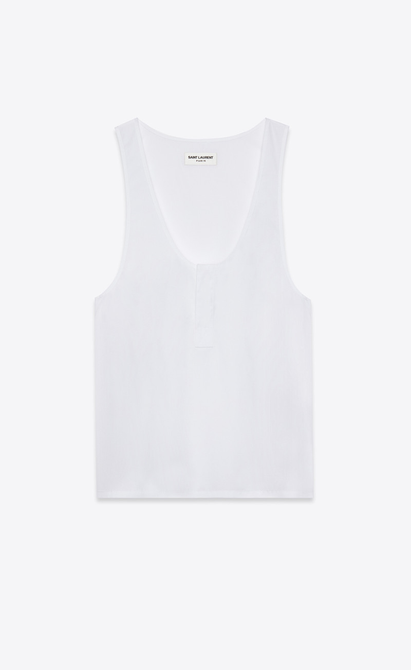 henley tank in cotton poplin - 1