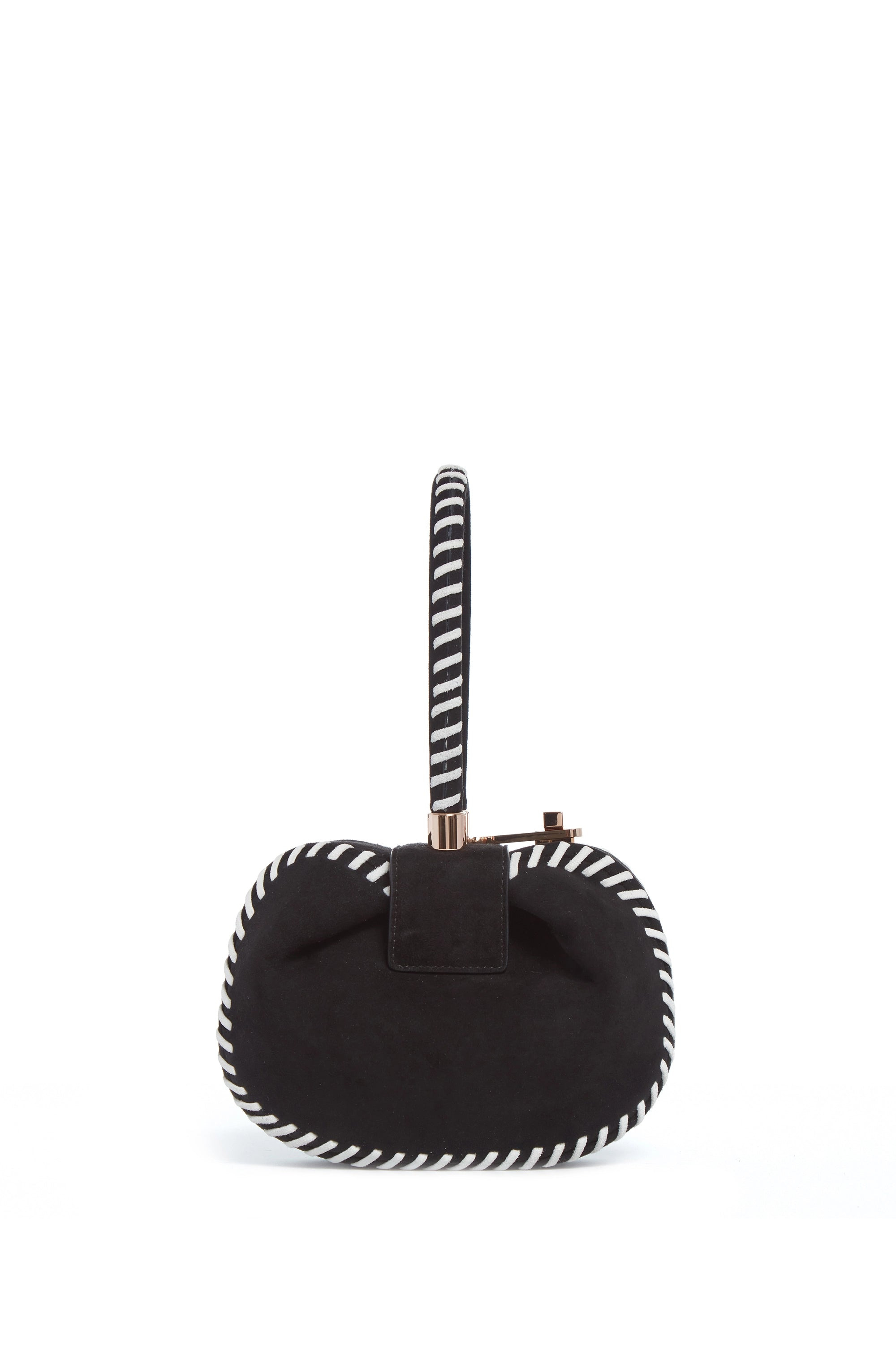 Whipstitch Demi Bag in Black Suede - 2