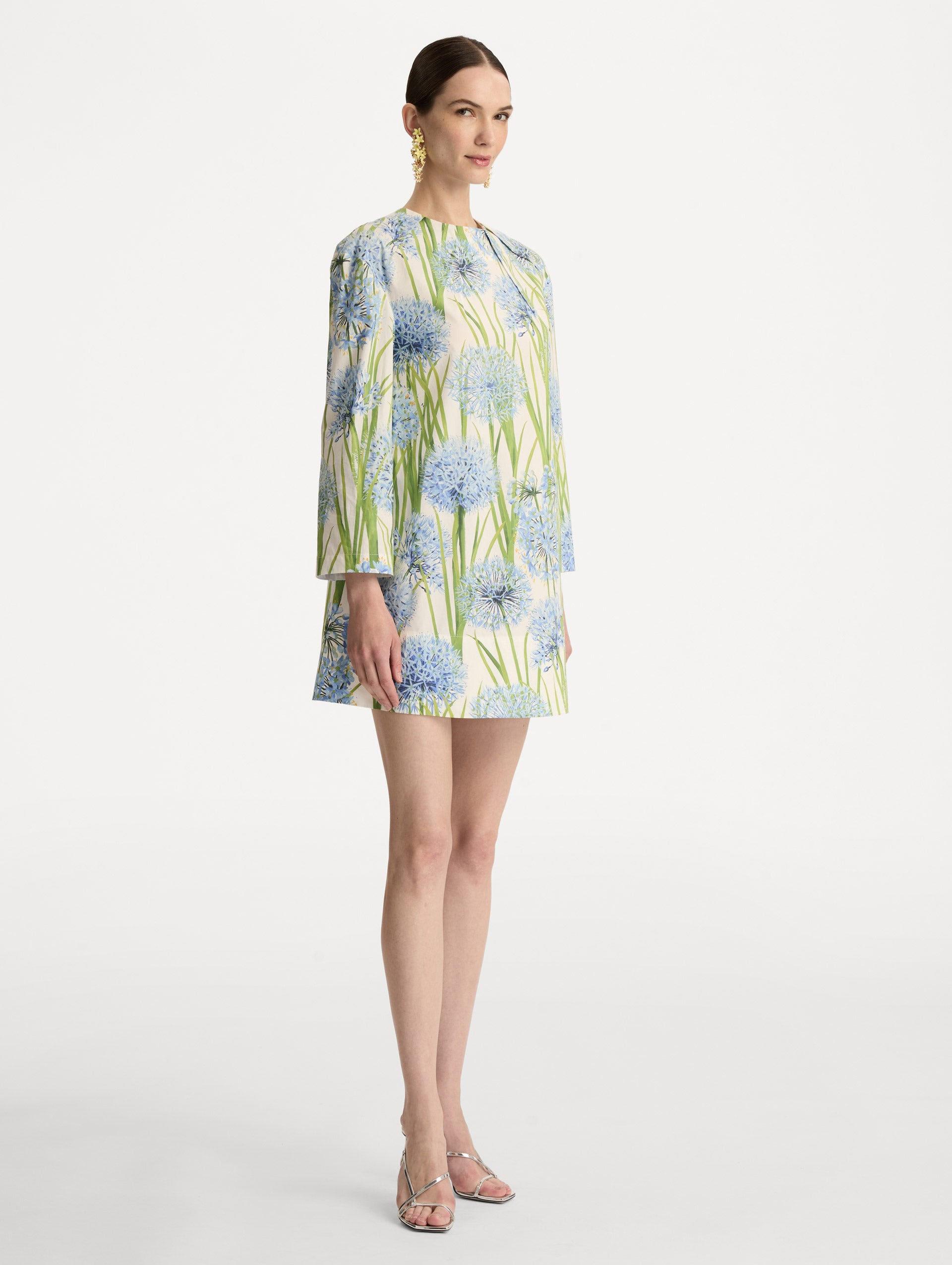 ALLIUM COTTON POPLIN LONG SLEEVE SHIFT DRESS - 4