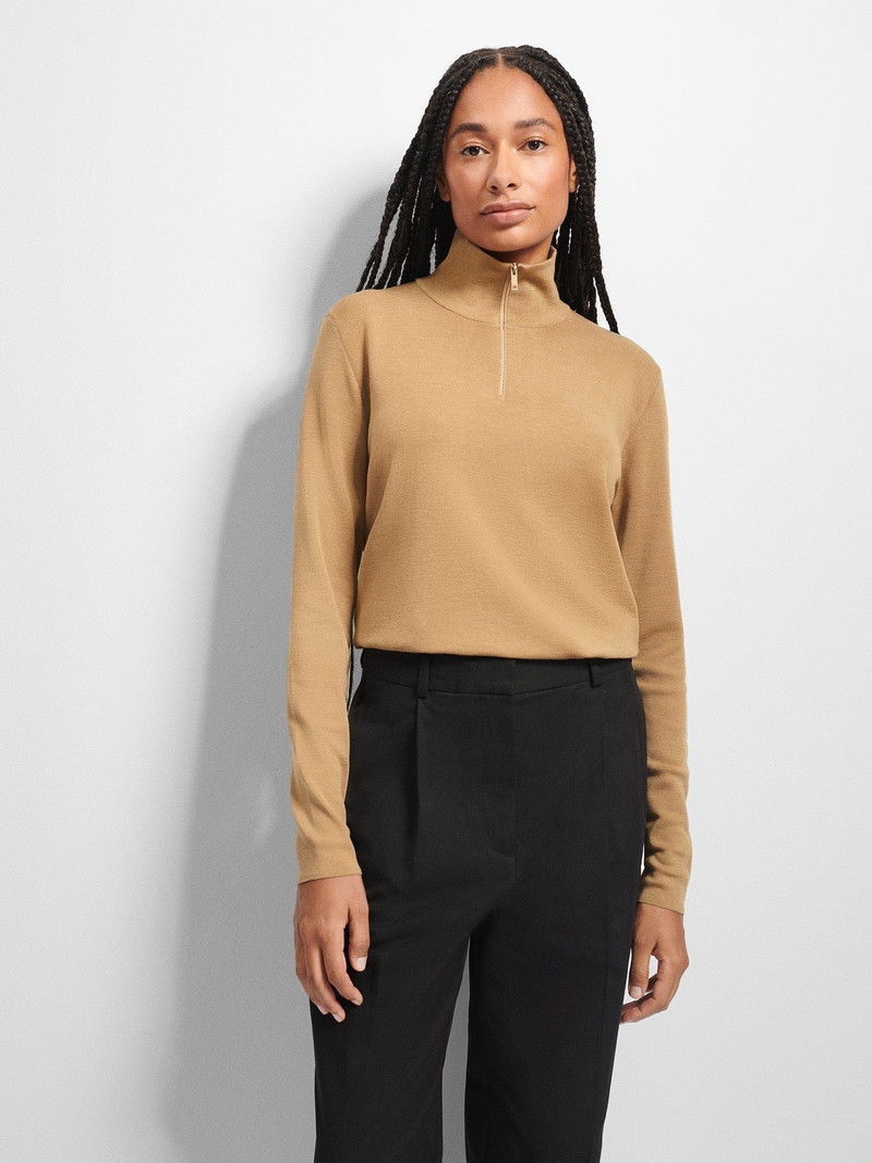 PANGAIA Womens Regenerative Merino Wool Half-Zip Sweater - Camel outlook