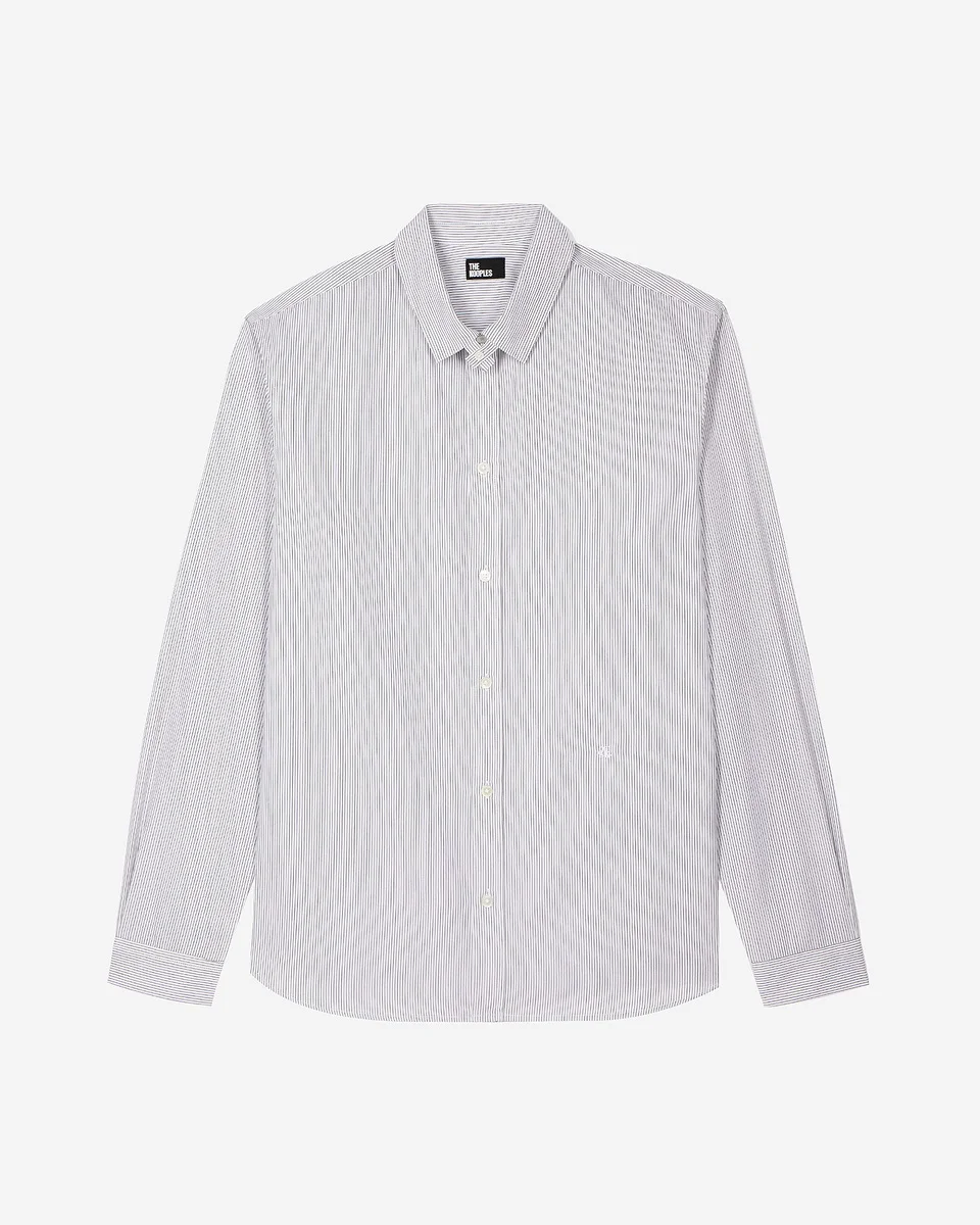 BLACK STRIPED COLLARED SHIRT - 1