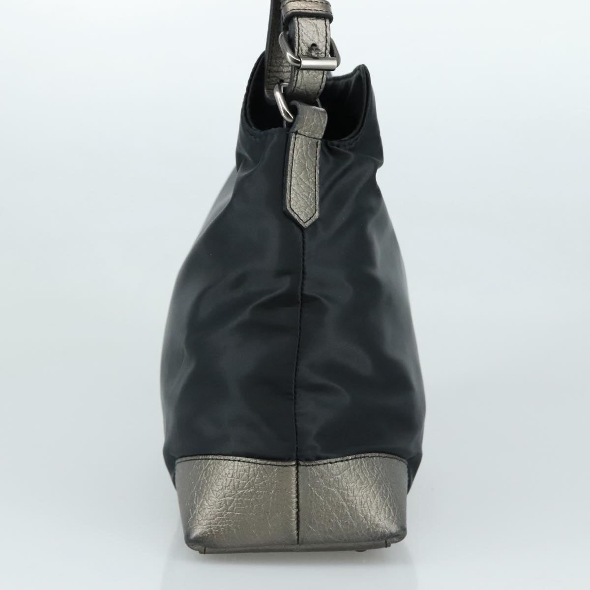 Burberry Shoulder Bag Nylon Leather Black Silver - 4