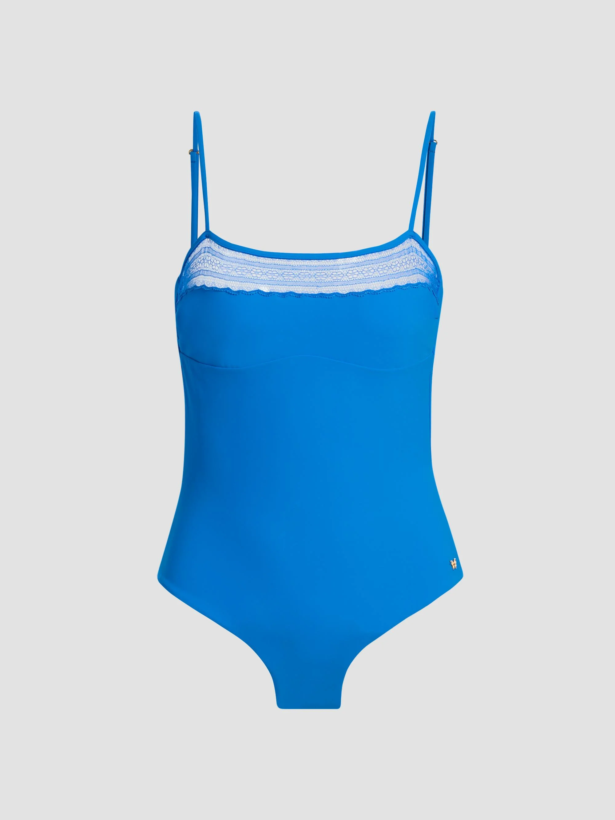 Women's Inset Lace One-Piece Swimsuit - Blue Francais - 1