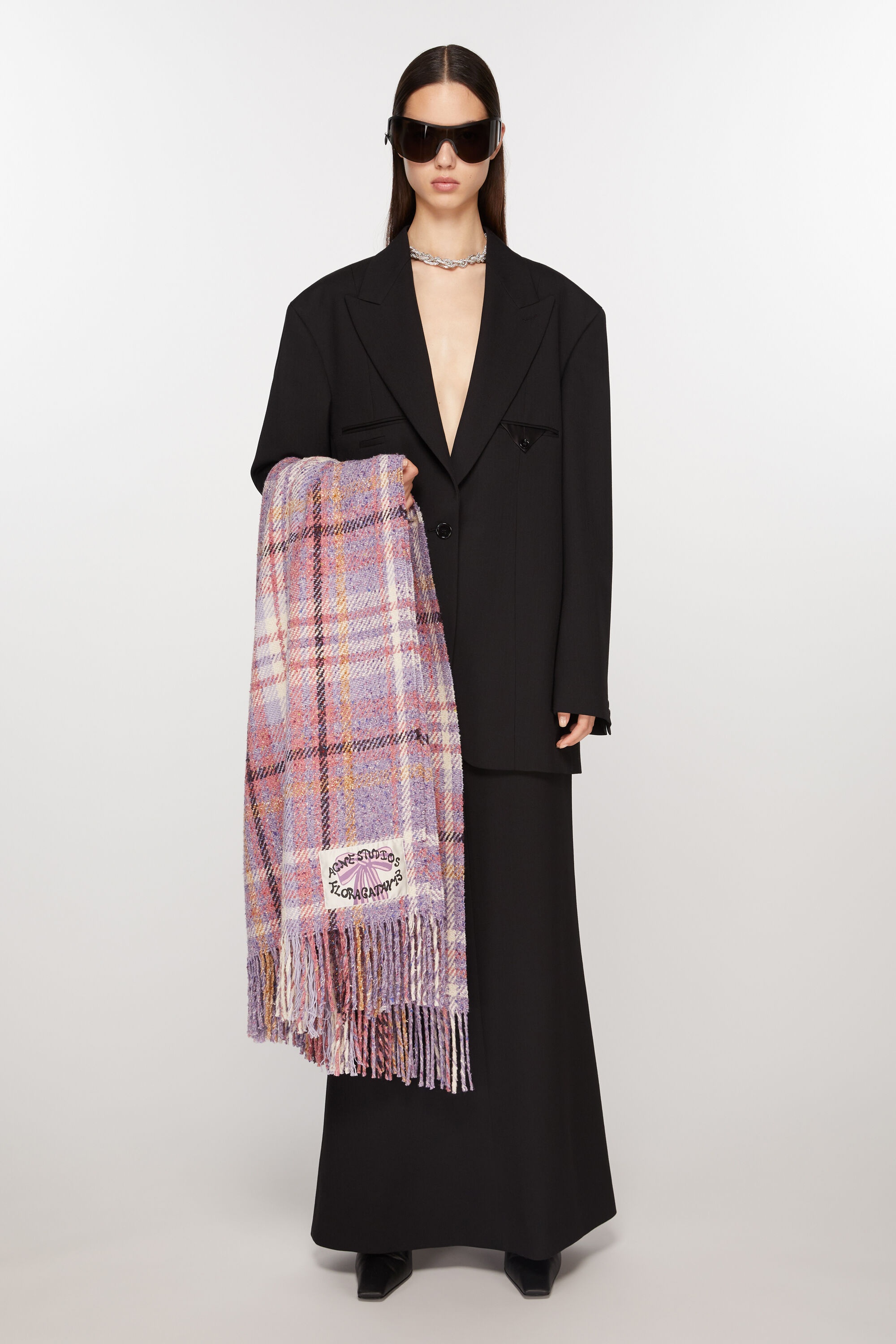 Oversized plaid scarf blanket - Violet purple - 2