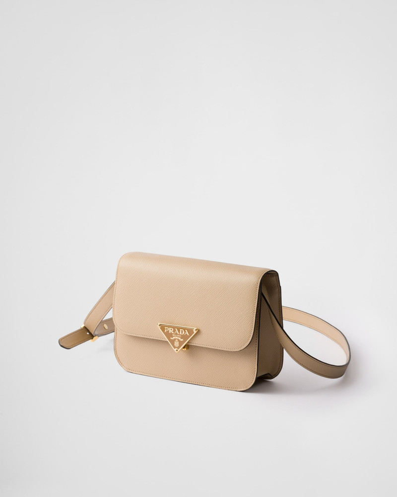 Prada Saffiano leather flap shoulder bag outlook