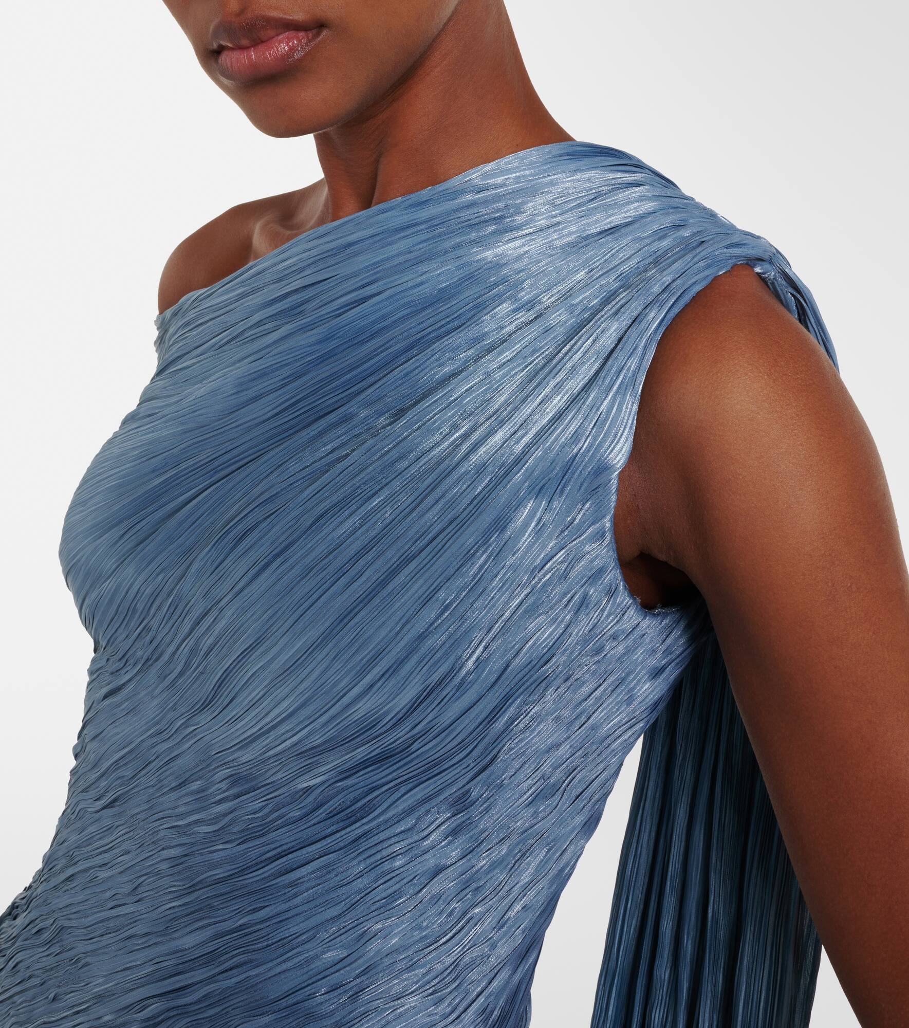 Draped pleated silk chiffon gown - 4