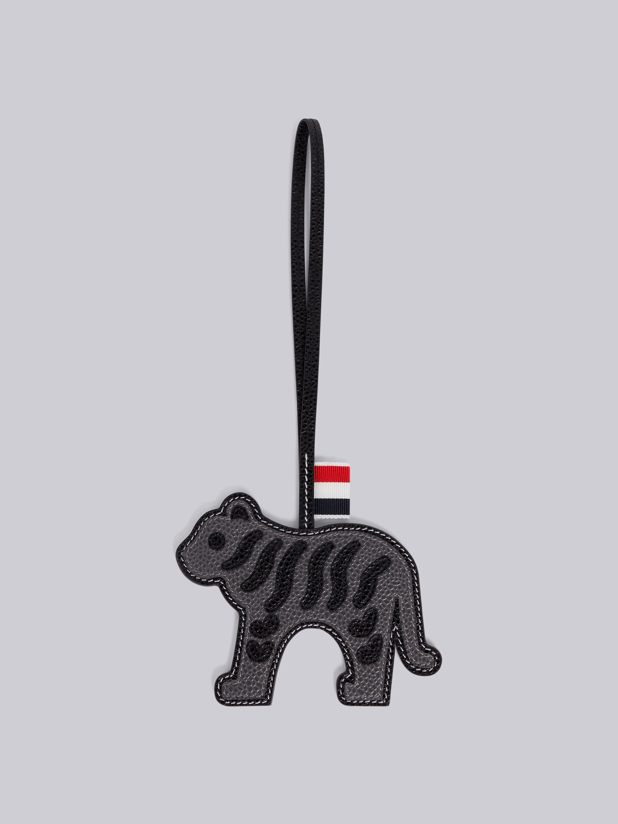 Black Pebbled Calfskin Tiger Charm - 1