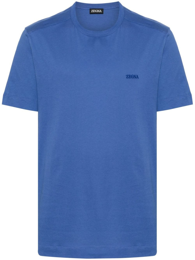 logo-embroidered cotton T-shirt 1