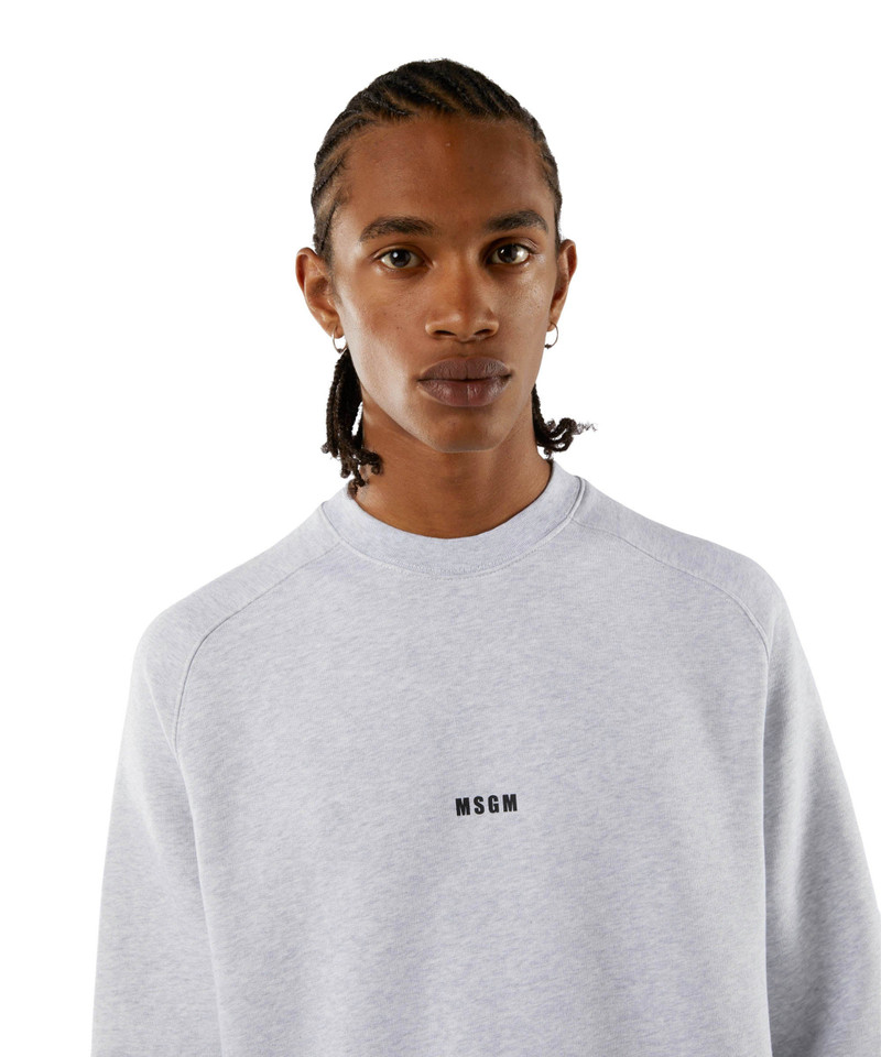 Crew neck cotton sweatshirt with a micro logo 5